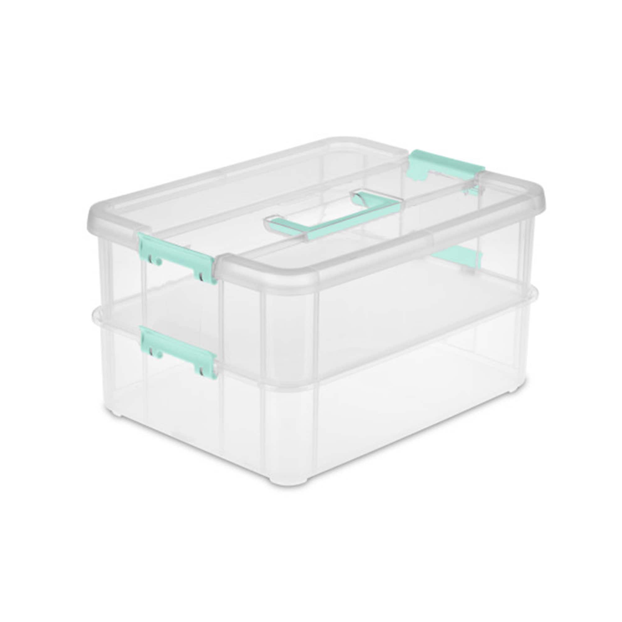 Sterilite Corporation 178224 4 -Pack Small Clear Weatherproof Stackable Tote with Latching Lid