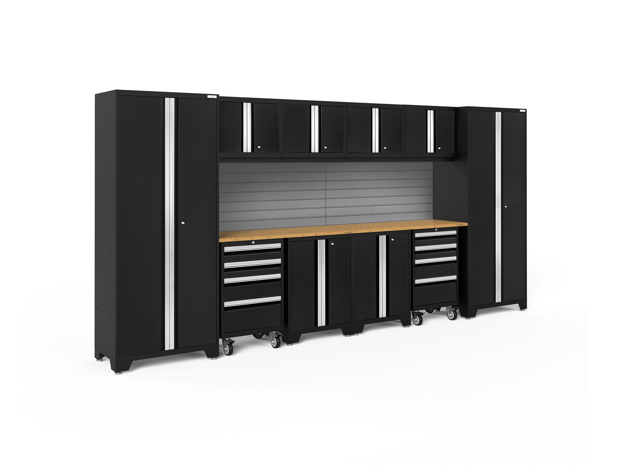 NewAge Products 63210 156-in W x 76.75-in H x 18-in D 10 -Cabinets Steel Black Garage Storage System
