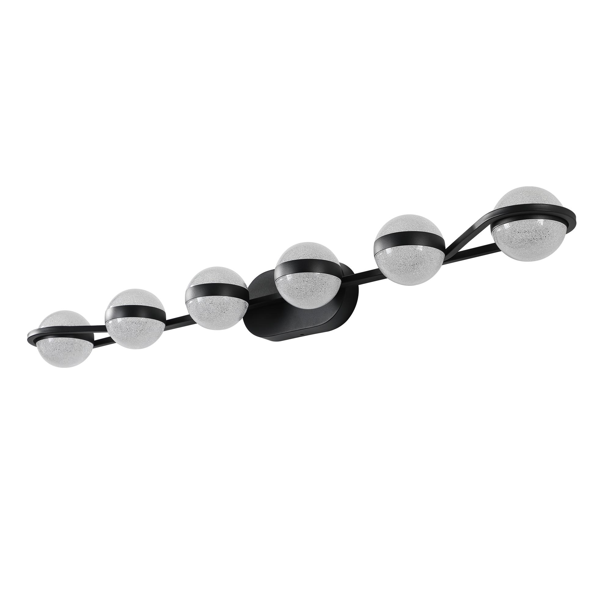Bayfeve BFACF-182 Globe LED Bathroom Wall Lights 43.3-in 6-Light Black LED Glam Vanity Light