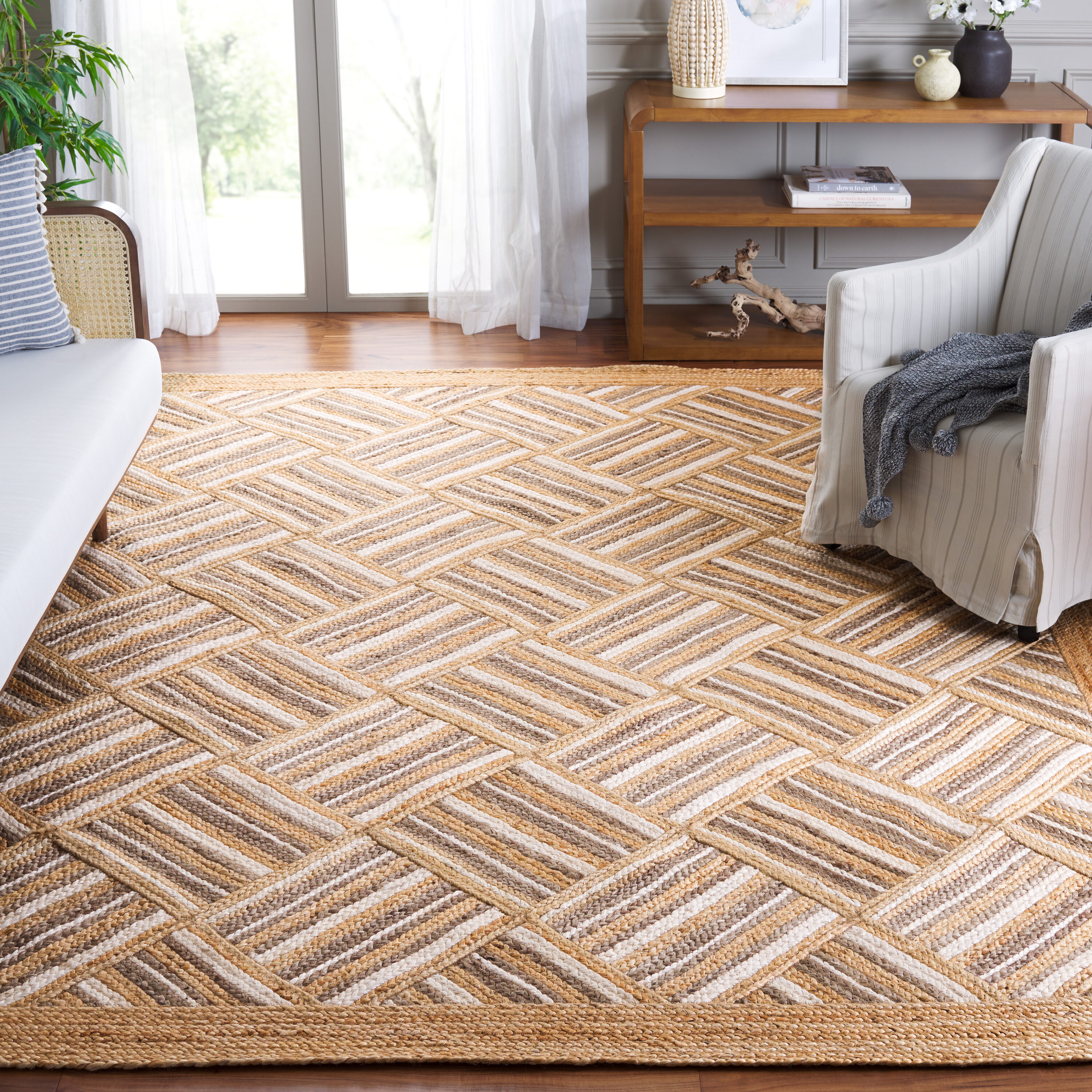  Natural Fiber 897 Natural/Gray Contemporary 8ft x 10ft Large Rectangle Rug
