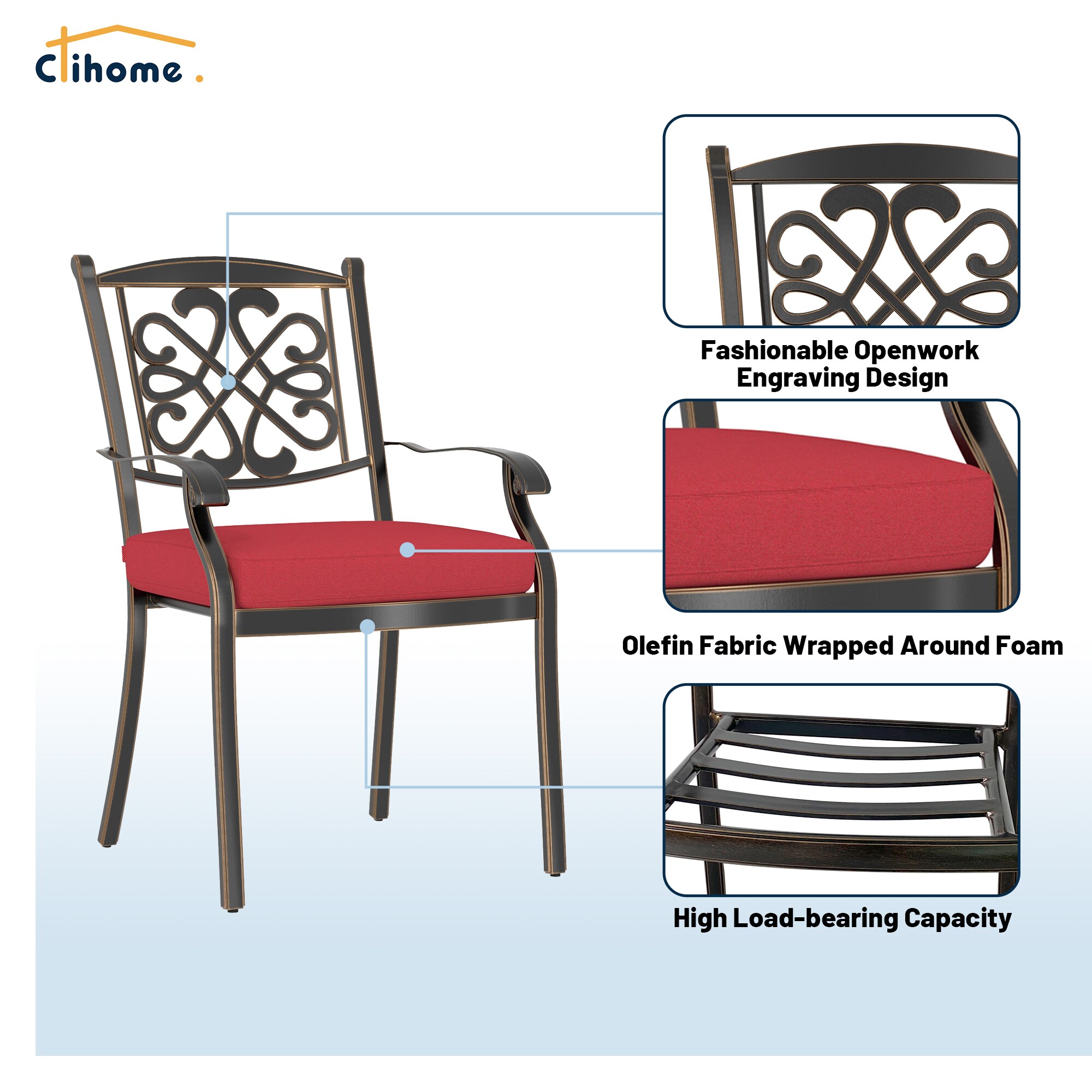 Clihome CLOD011026RD Patio-Chairs - View #13