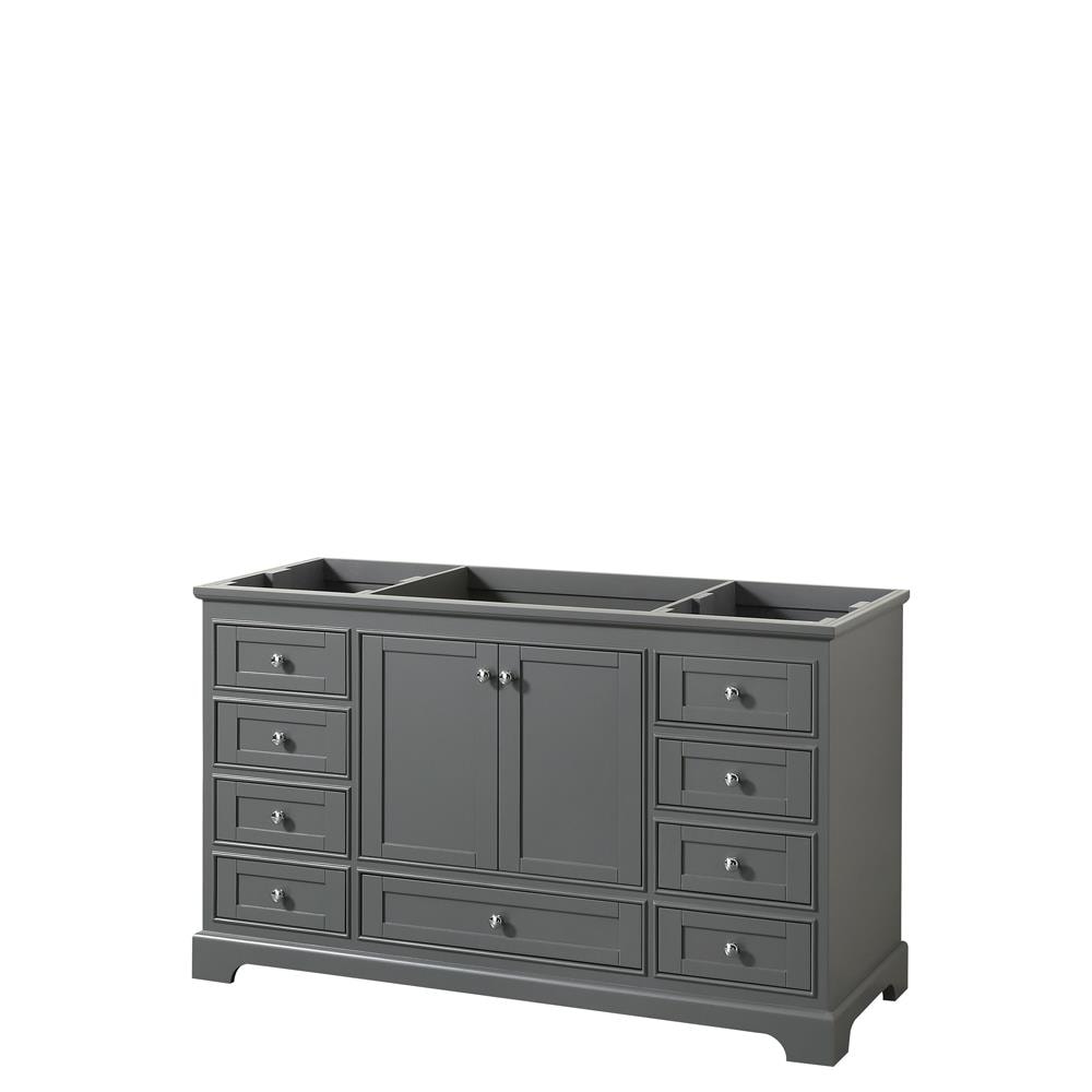 Wyndham Collection WCS202060SKGCXSXXMXX Deborah 60-in Dark Gray with Polished Chrome Trim Bathroom Vanity Base Cabinet without Top
