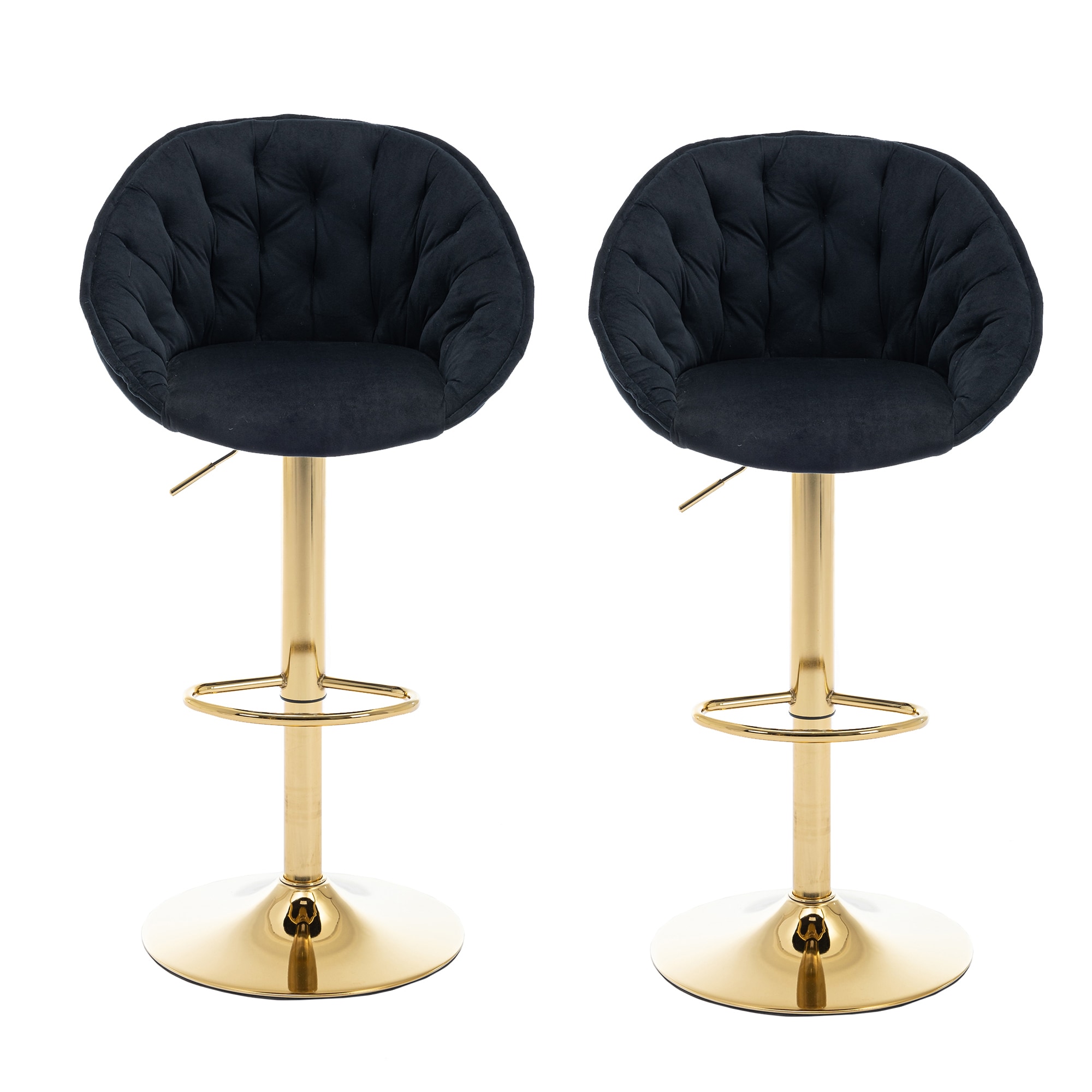 AHIOU HOME ATM-HFSN-997BK 2 -Set Metal 24.02-Inches H Adjustable Height Counter height Square seat Upholstered Swivel Metal Bar Stool with Arms and Back