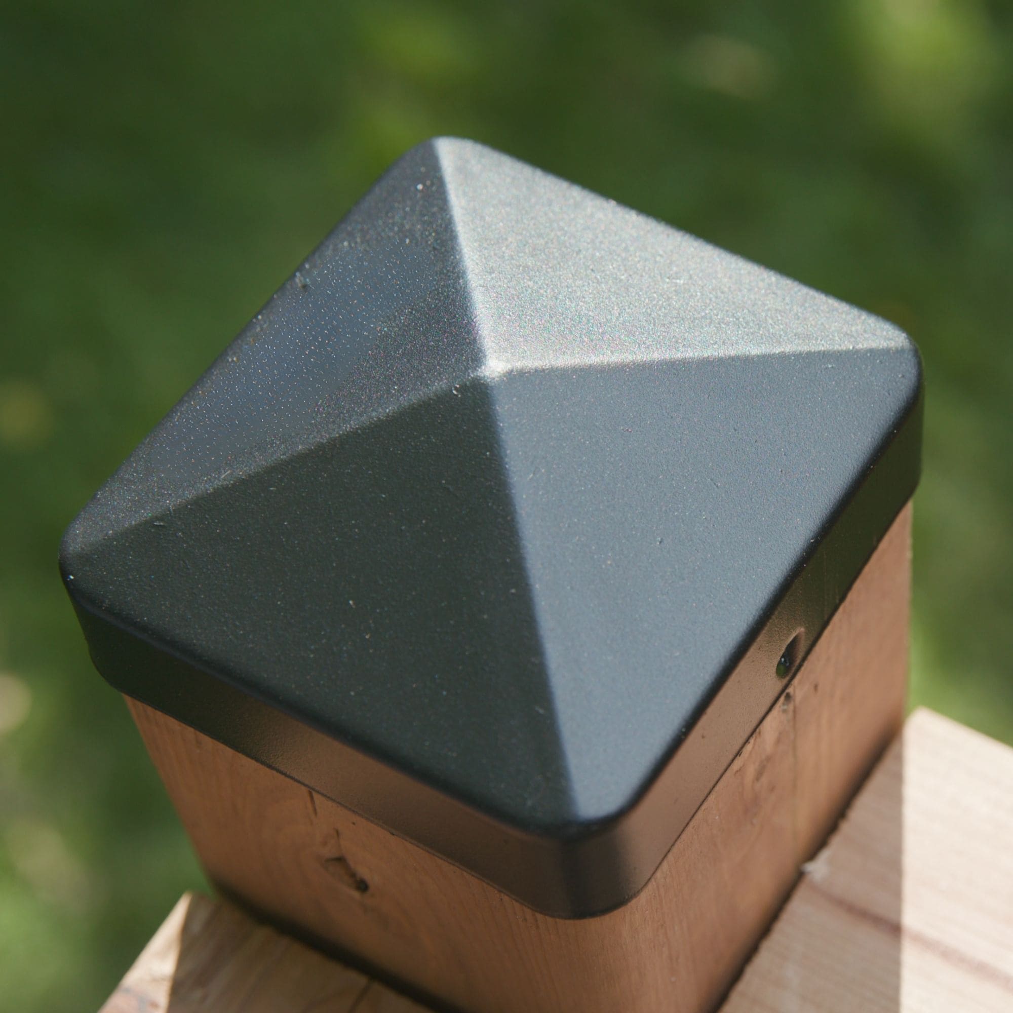 Black Powder-Coated Steel Pyramid Post Cap