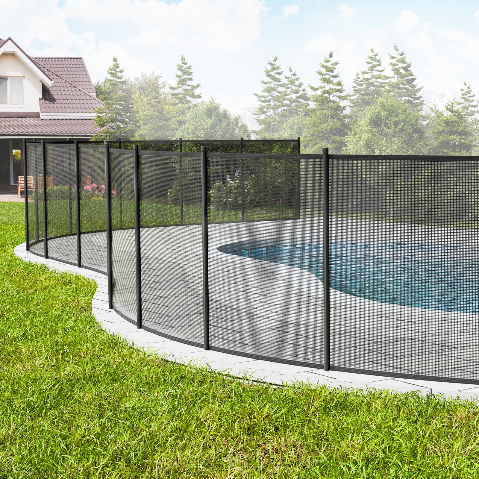 VEVOR 4-ft x 12-ft Black Aluminum Vinyl Pool Safety Barrier Panel ...