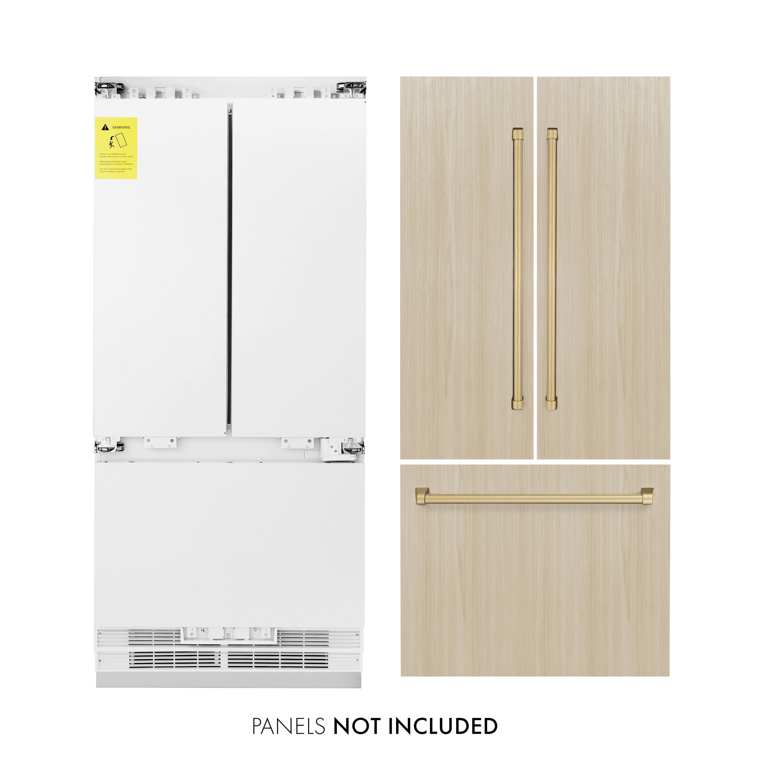 ZLINE KITCHEN & BATH RBIVZ-36-CB Counter-Depth 19.6-cu ft 3 -Door Built-In French Door Refrigerator with Ice Maker with Water and Ice Dispenser ( Panel-Ready ) ENERGY STAR Certified