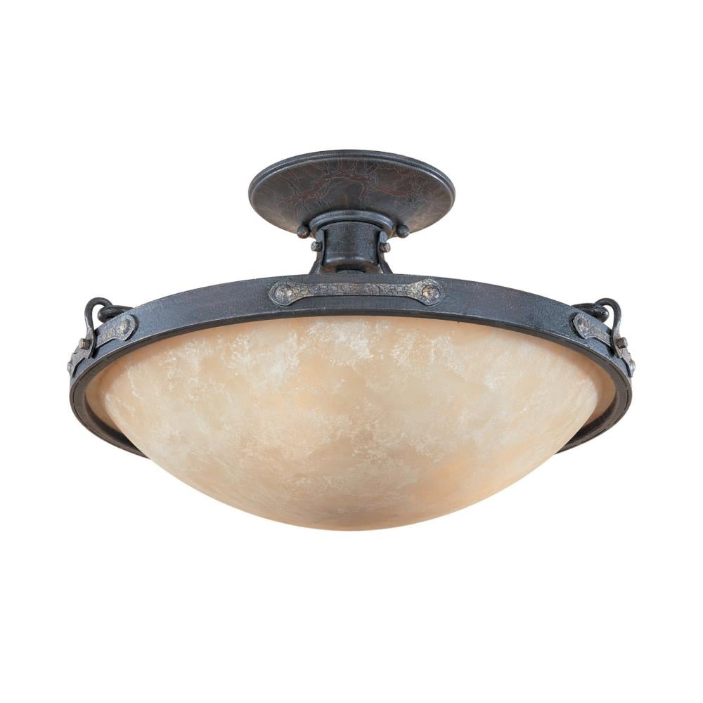 Austin 16.25'' Weathered Saddle Brass Bowl Semi-Flush Light