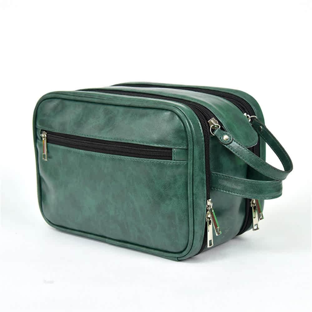 Garvee Travel Bag Toiletry Mens Leather Toiletry Travel Bag with Metal Zipper Waterproof Interior Premium Pu Leather Wash Bag for Various Genders