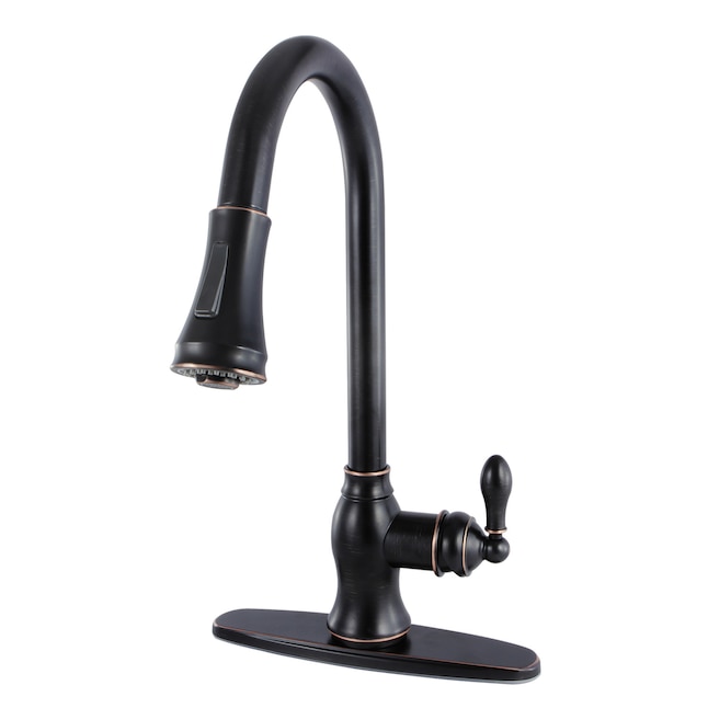 Kingston Brass American Classic Oil-Rubbed Bronze 1-Handle Deck-Mount Pull-Down Handle Kitchen Faucet (Deck Plate Included) Kingston Brass American Classic Oil-Rubbed Bronze 1-Handle Deck-Mount Pull-Down Handle Kitchen Faucet (Deck Plate Included)