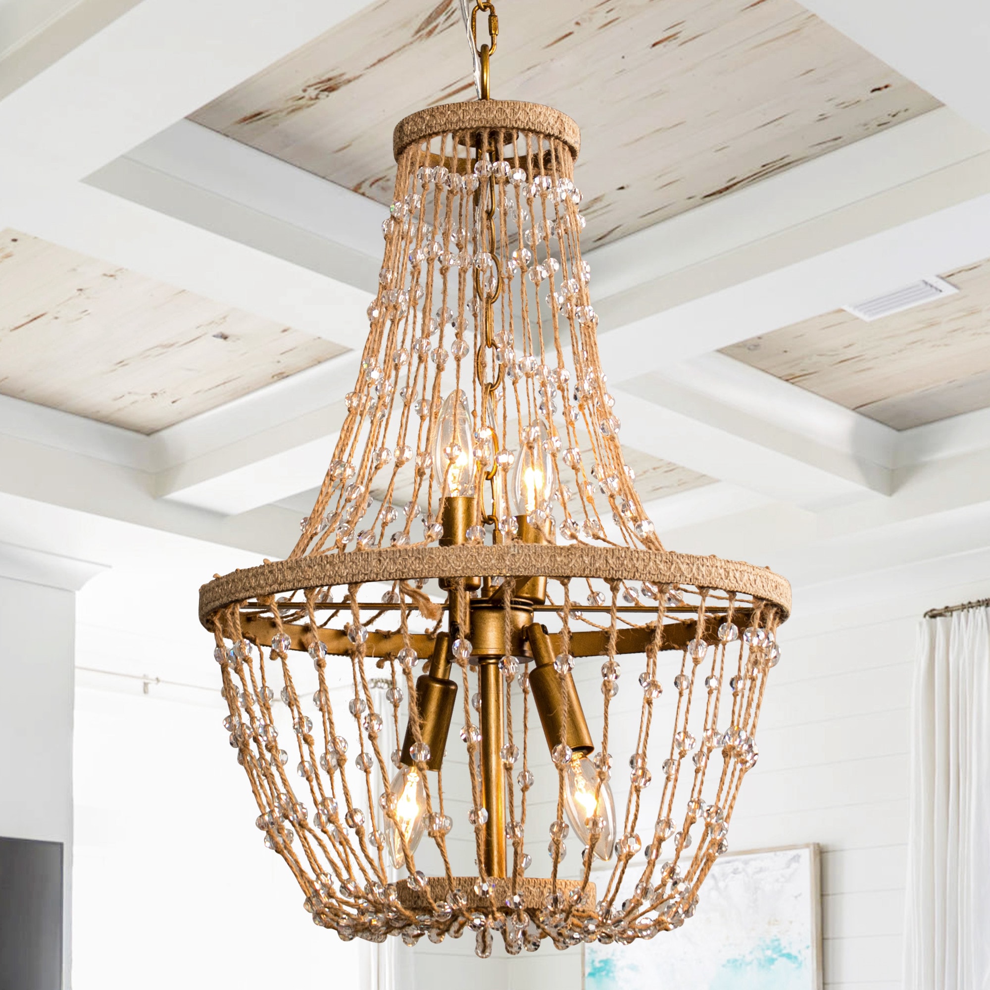 Parrot Uncle BBW9635-4 4 -Light Antique Gold Farmhouse Wood For Use in Bedrooms, Dining Rooms, Foyers, Kitchens, Living Rooms Chandelier