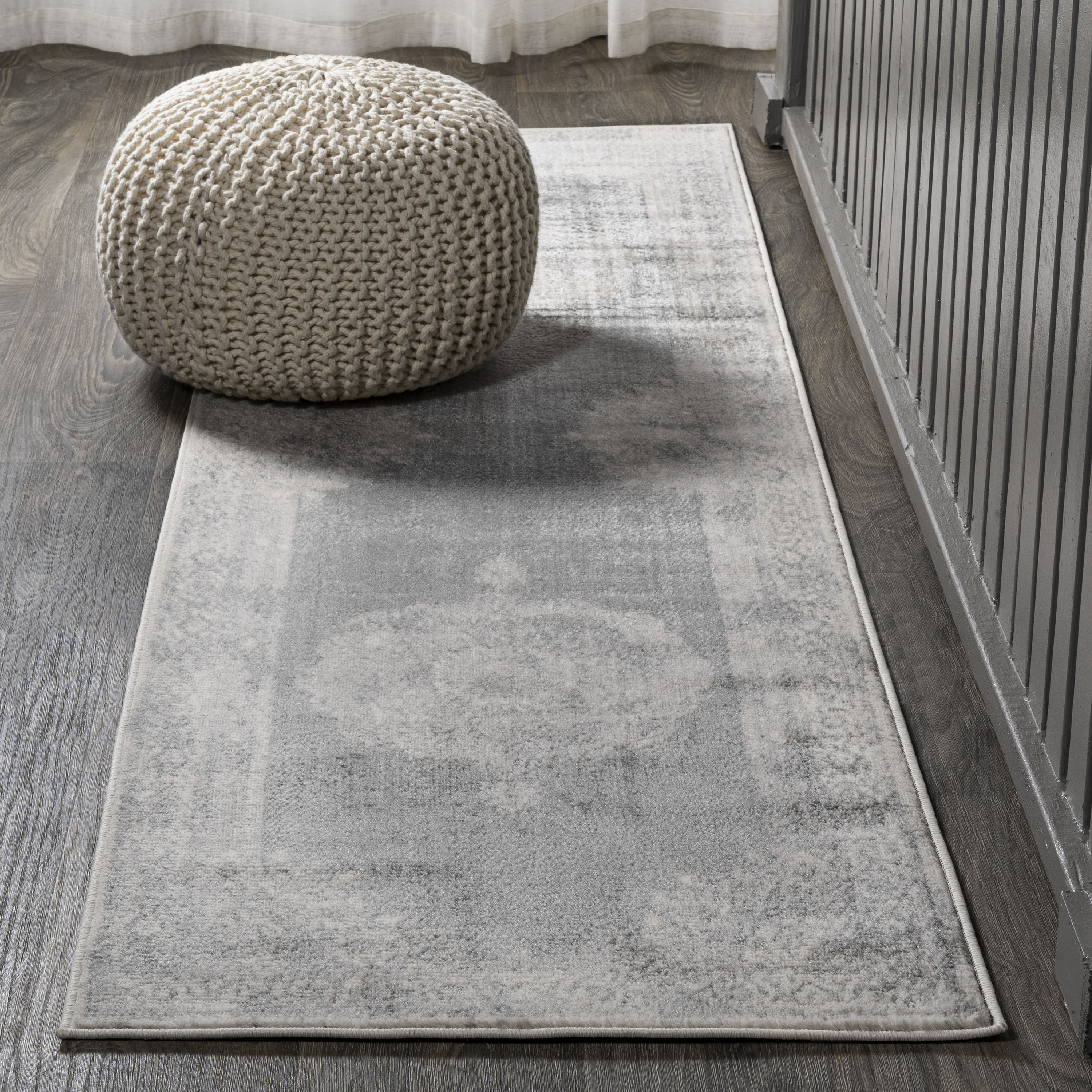 JONATHAN  Y MDP403E-28 MODERN PERSIAN Rosalia 2 x 8 (ft) Loomed Polypropylene Gray/Dark Gray Rectangular Indoor Medallion Persian Runner rug