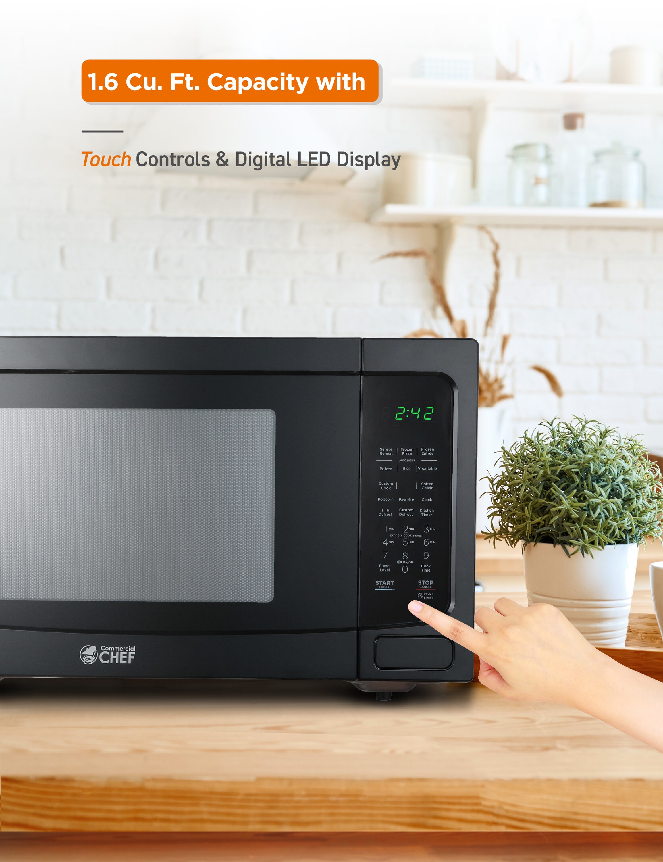 Commercial Chef 1.6-cu ft 1100-Watt Countertop Microwave (Painting) in the  Countertop Microwaves department at