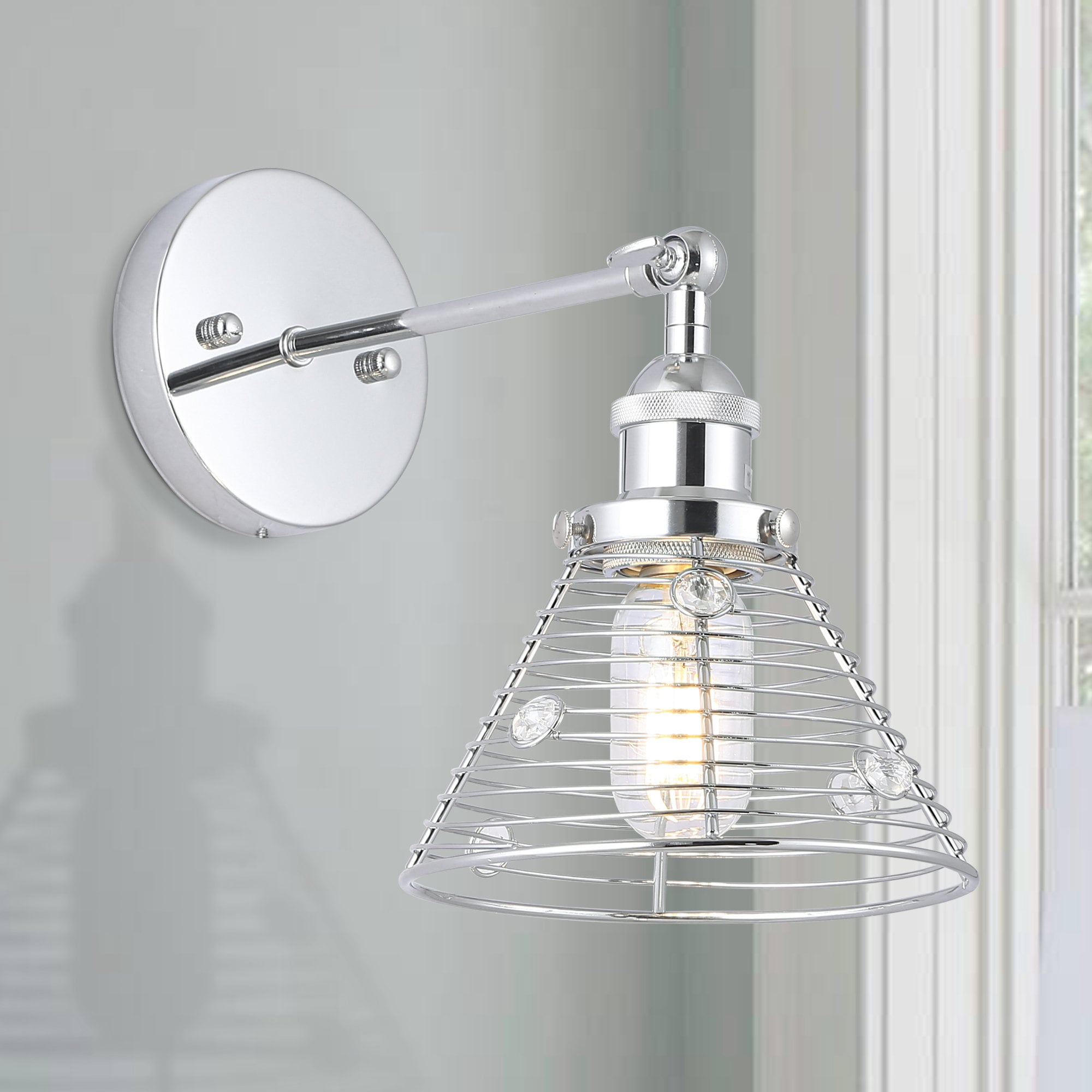 Parrot Uncle W2207110V 6.9-in W 1 -Light Brushed Chrome Wall Sconce