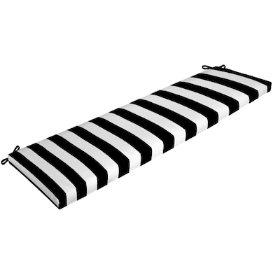 Black Cabana Stripe Patio Bench Cushion, Outdoor Black Bench Cushion
