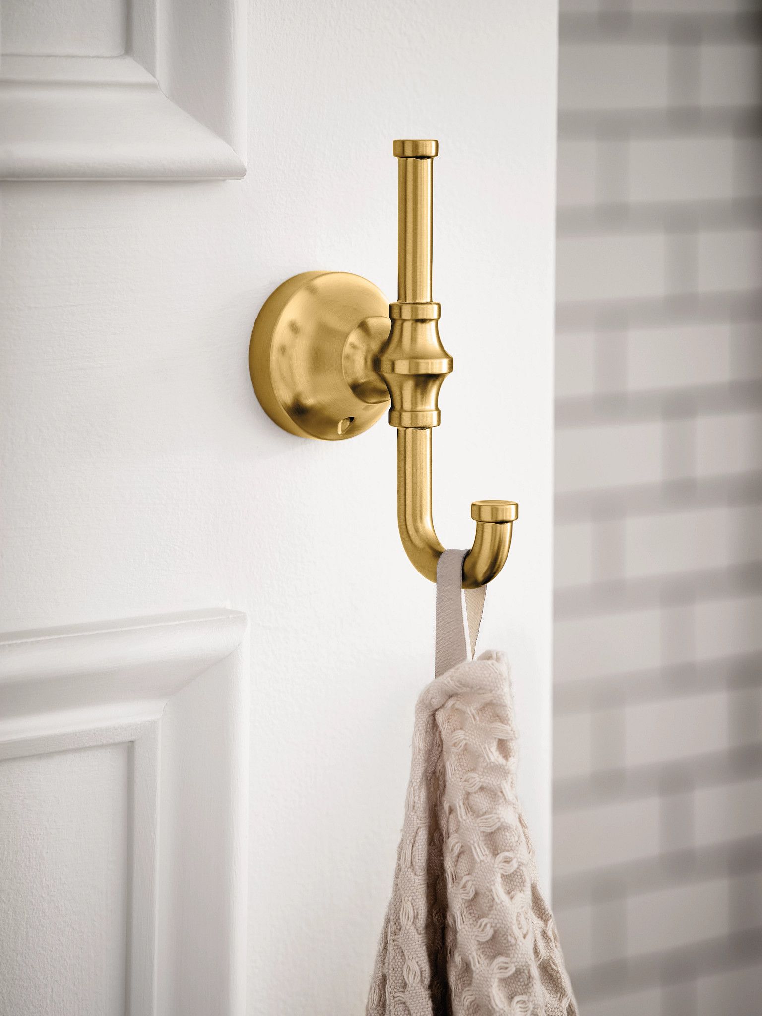 Moen Weymouth Brushed Nickel Double-Hook Wall Mount Towel Hook in the Towel  Hooks department at