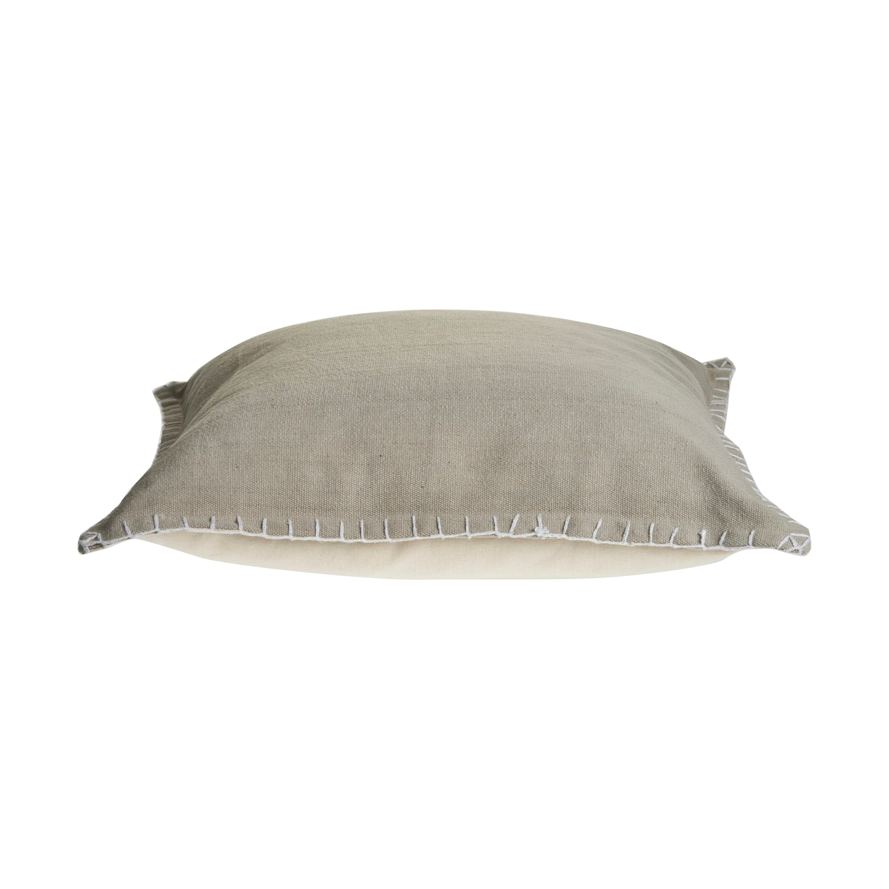 Light Twine Square Embroidered Cotton Throw Pillow
