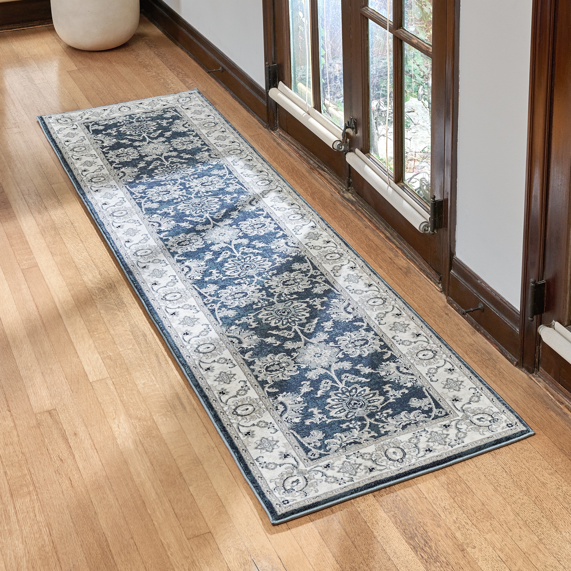 GERTMENIAN 28975 Majestic 2 x 8 (ft) Loomed Polypropylene Dark Blue Rectangular Indoor Border Oriental Runner rug