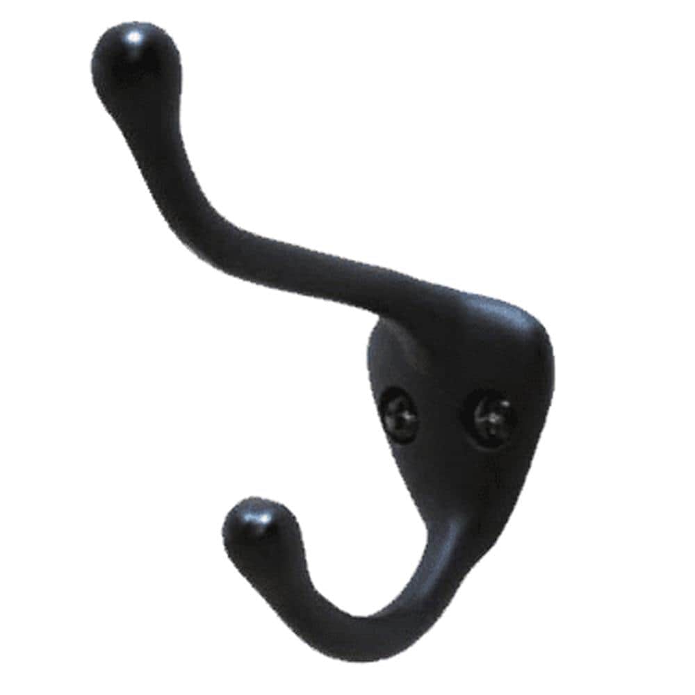Residential Essentials Black Double-Hook Wall Mount Towel Hook in the Towel  Hooks department at