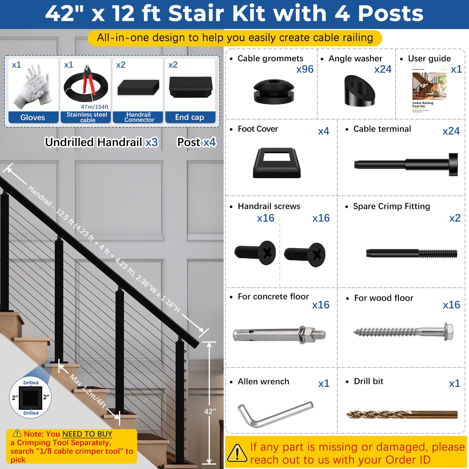 Afoxsos LAF0811F075 Stair-Railing-Kits - View #4