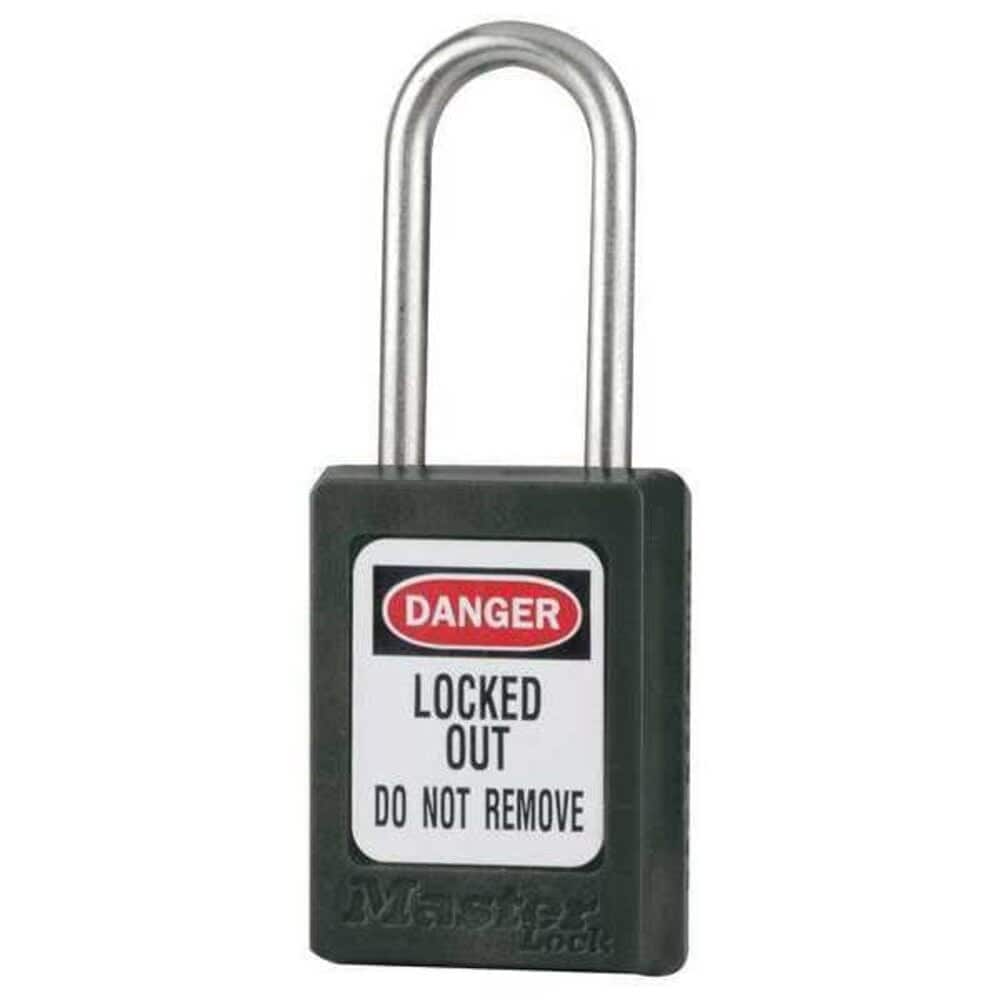 Master Lock Lockout Padlock Keyed Alike Thermoplastic Black 1 1/2 in Shackle Height 1 3/8 in Body Width #S31KAS3BLK