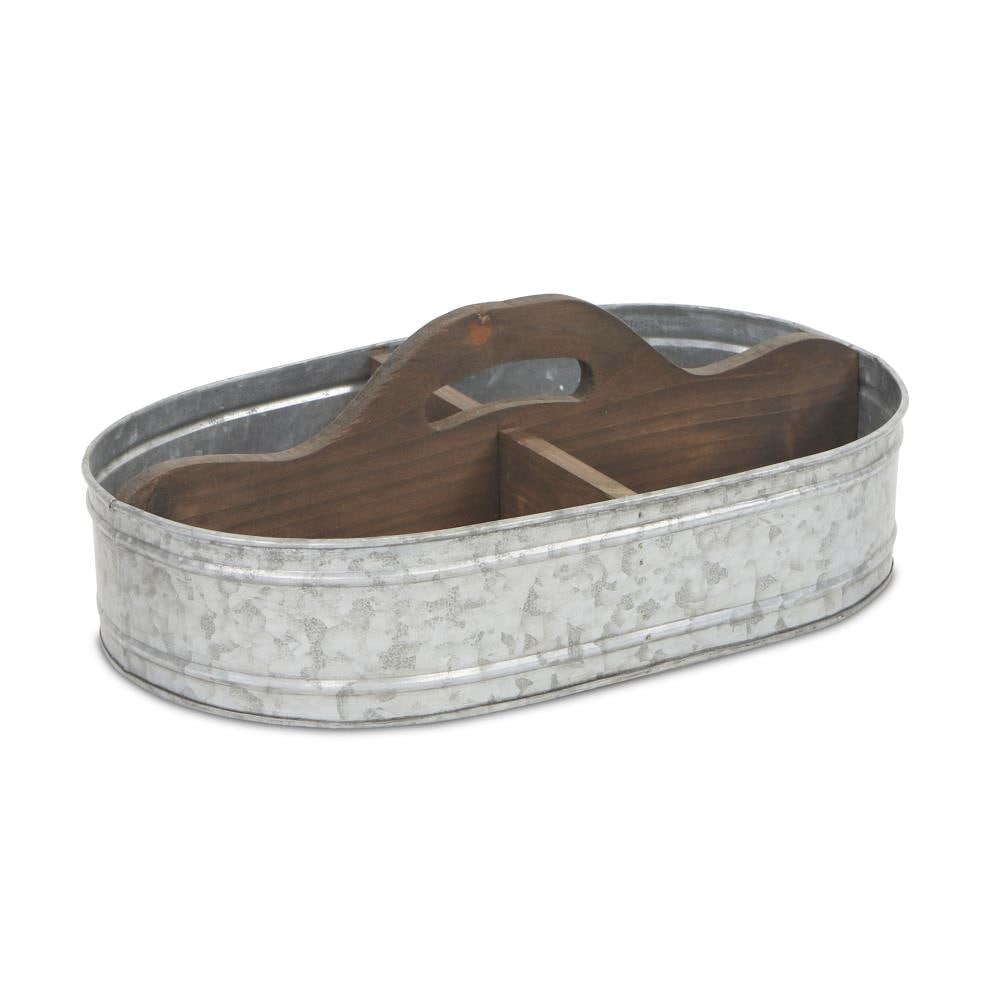Cheung's 4972 Trays and Caddies 9.75-in x 15.25-in Gray 4 Divided Oval Serving Caddy