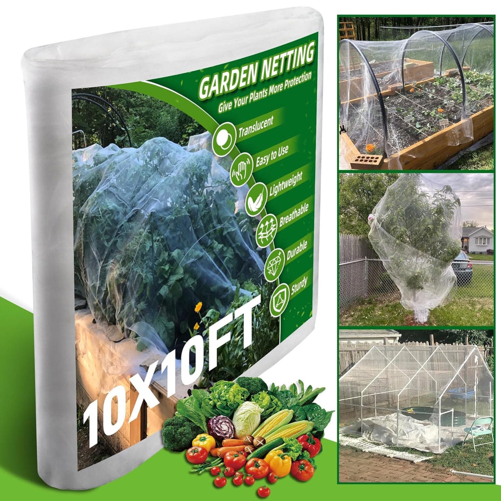 EFCUT - 10 ft x 10 ft Garden Netting Ultra Fine Mesh Pest Barrier Netting for Vegetables Plants F...