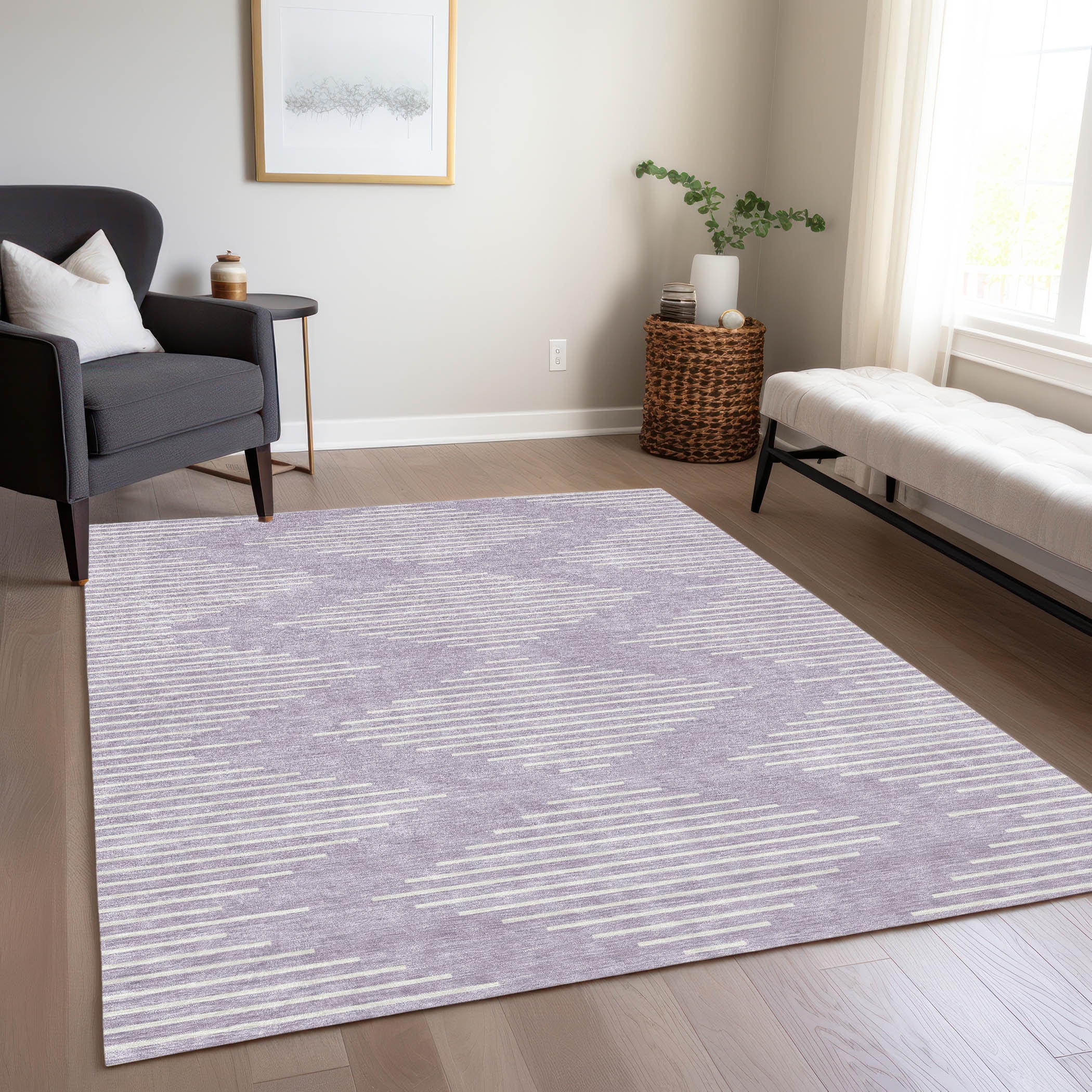 Addison Rugs ACN1016LV3X5 Chantille ACN1016LV 3 x 5 (ft) Polyester Lavender Rectangular Indoor/Outdoor Geometric Machine washable Area rug