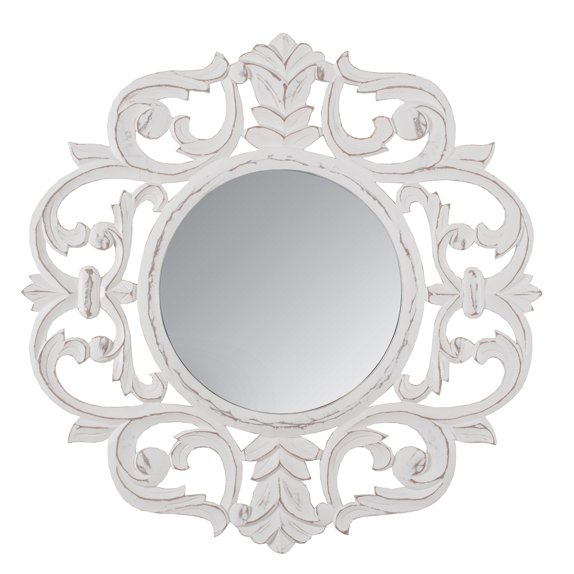 Madeleine Home Wall Mounted Mirror 30-in W x 29.75-in H Round White ...