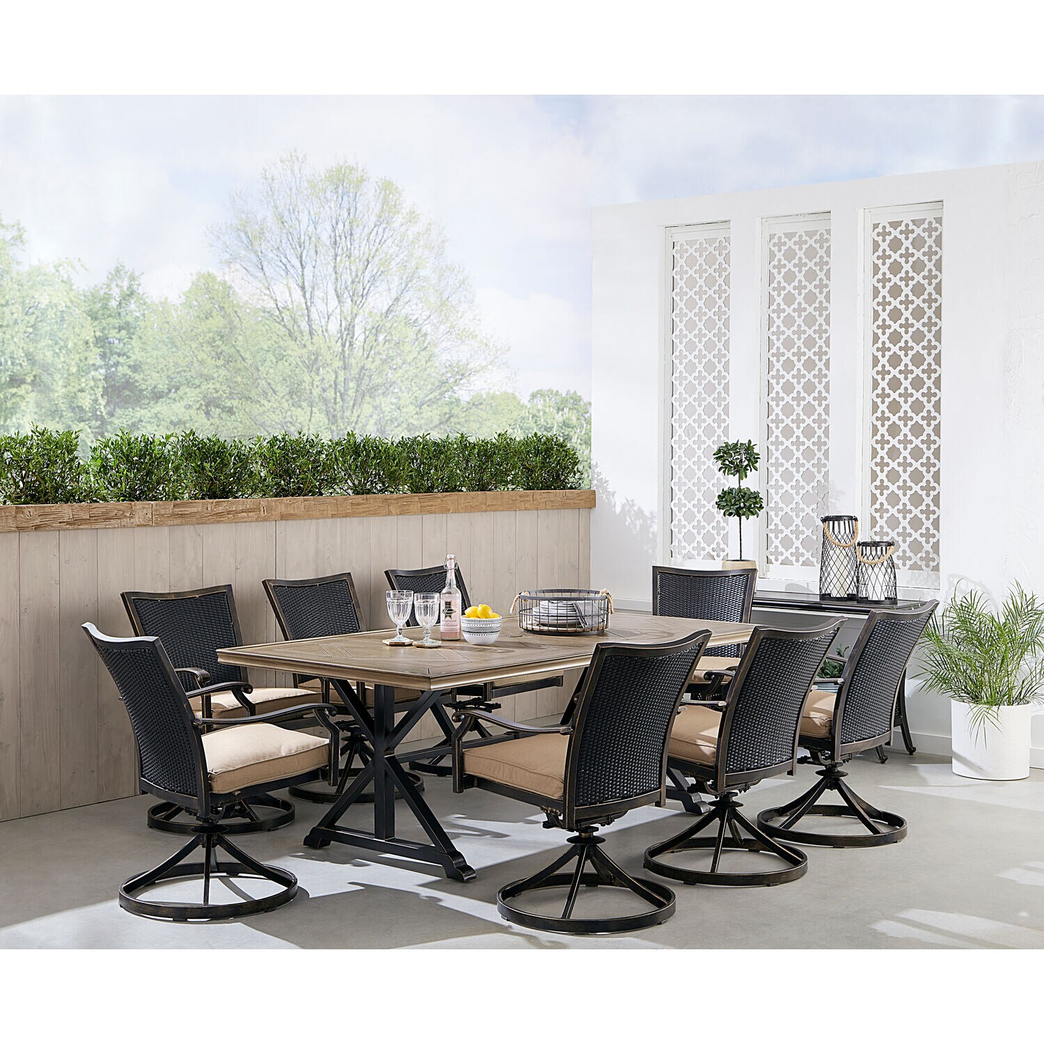 Hanover TRADDNWB9PCTFSW8-TAN Patio-Dining-Sets - View #7