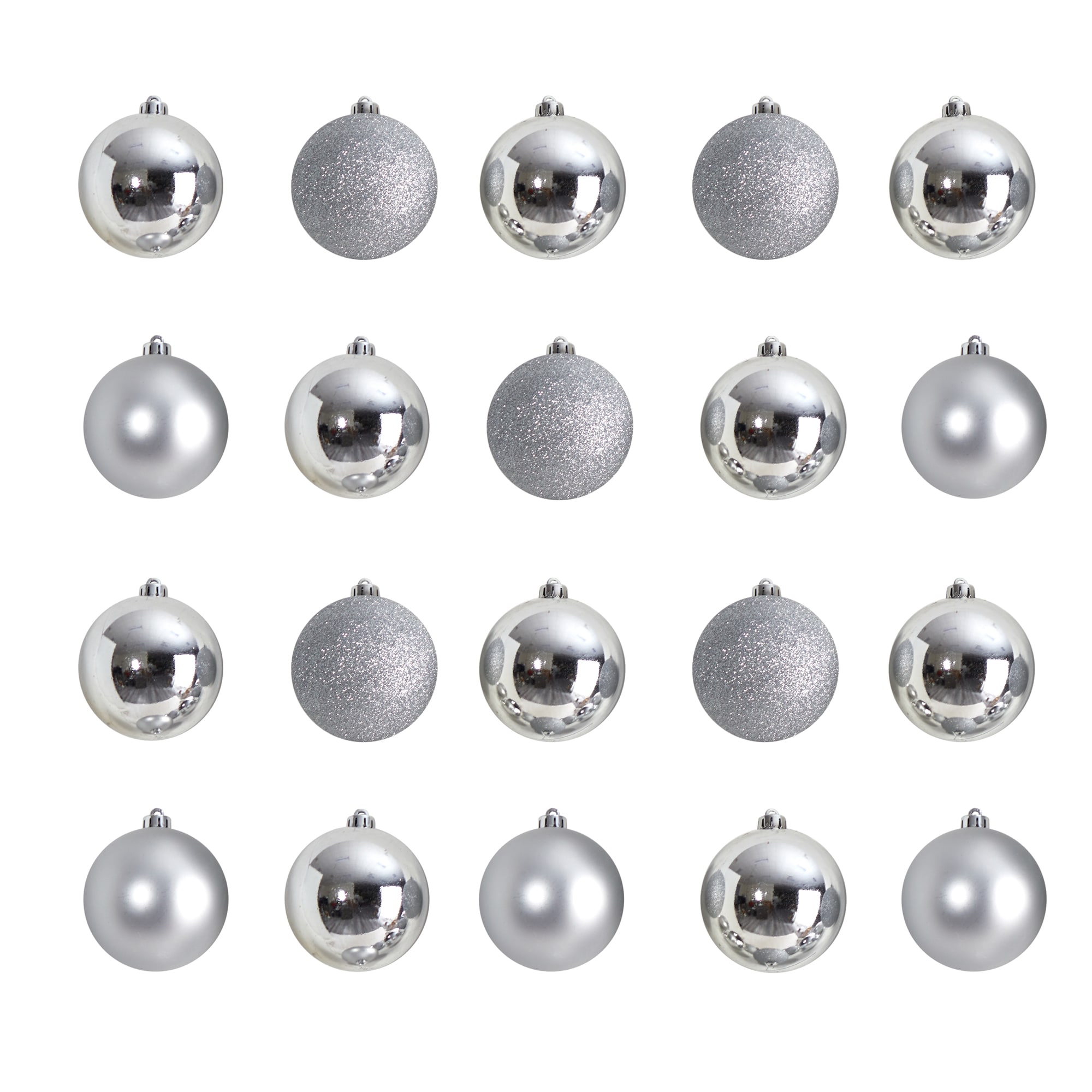 Nearly Natural D1056-SV 20 -Pack Silver Standard Indoor Ornament set Shatterproof