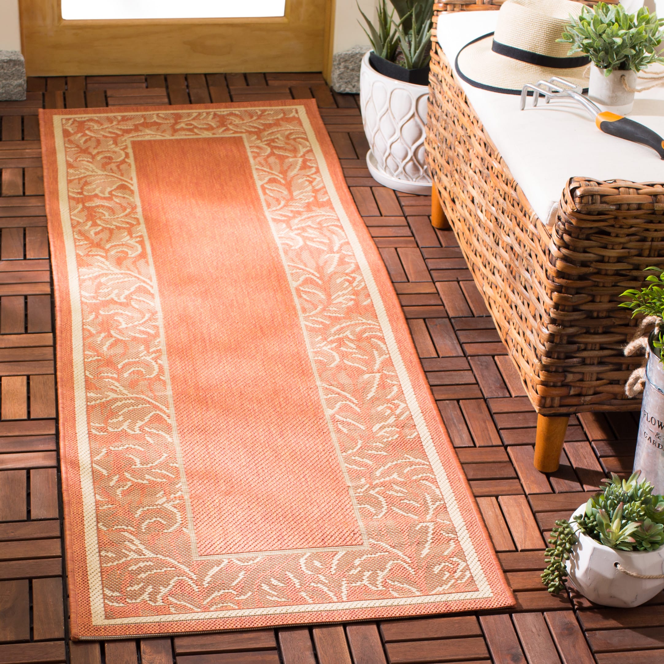 Courtyard 2666 Terracotta/Natural 2 x 7 Rectangular Runner rug