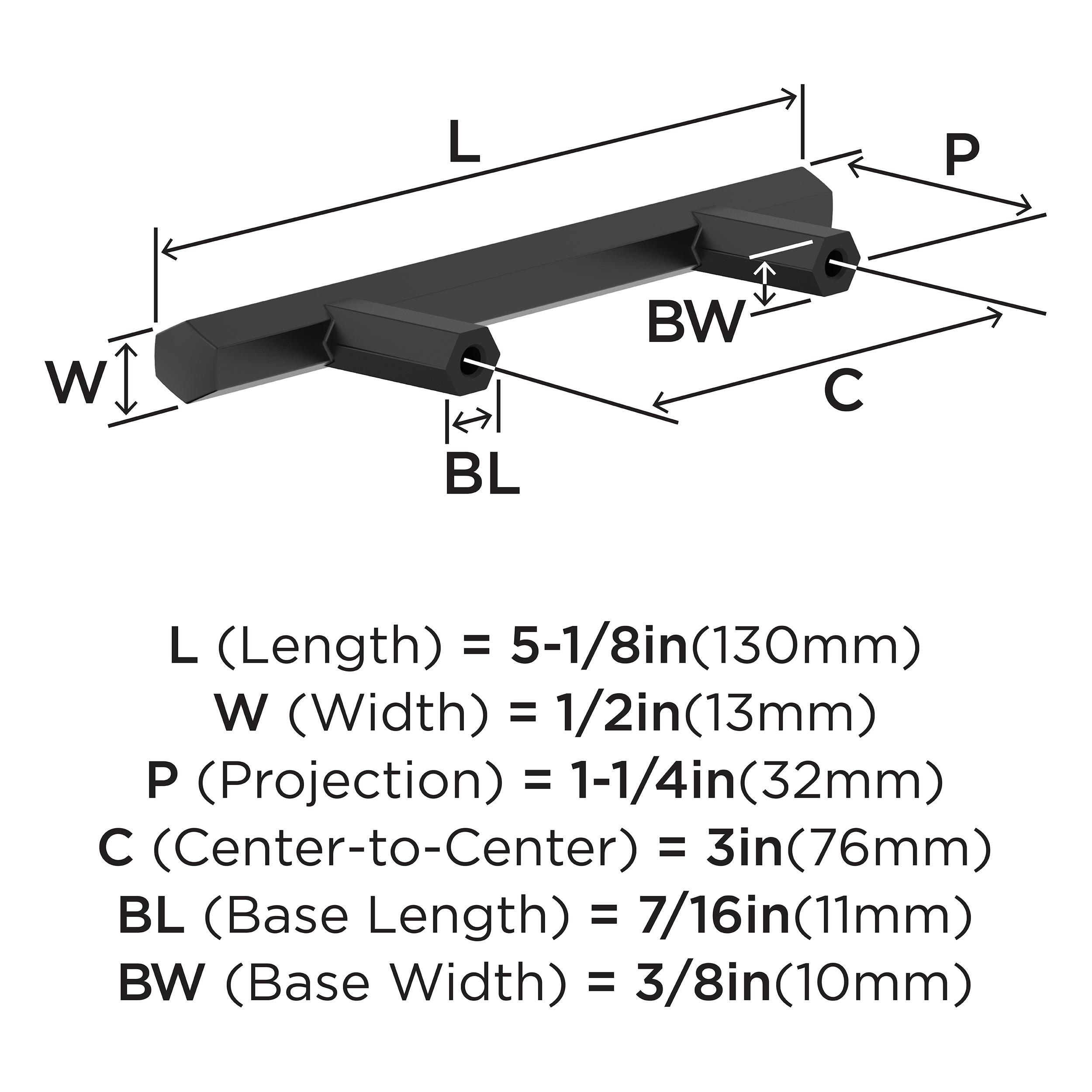 Matte Black 3-Inch Center-to-Center Modern Cabinet Pull