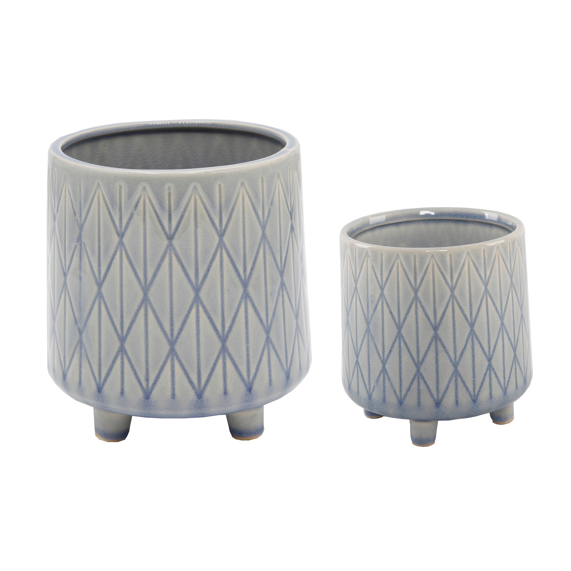 Flora Bunda CT794E2-BL 6.0-in W Small Blue Ceramic Indoor/Outdoor Planter