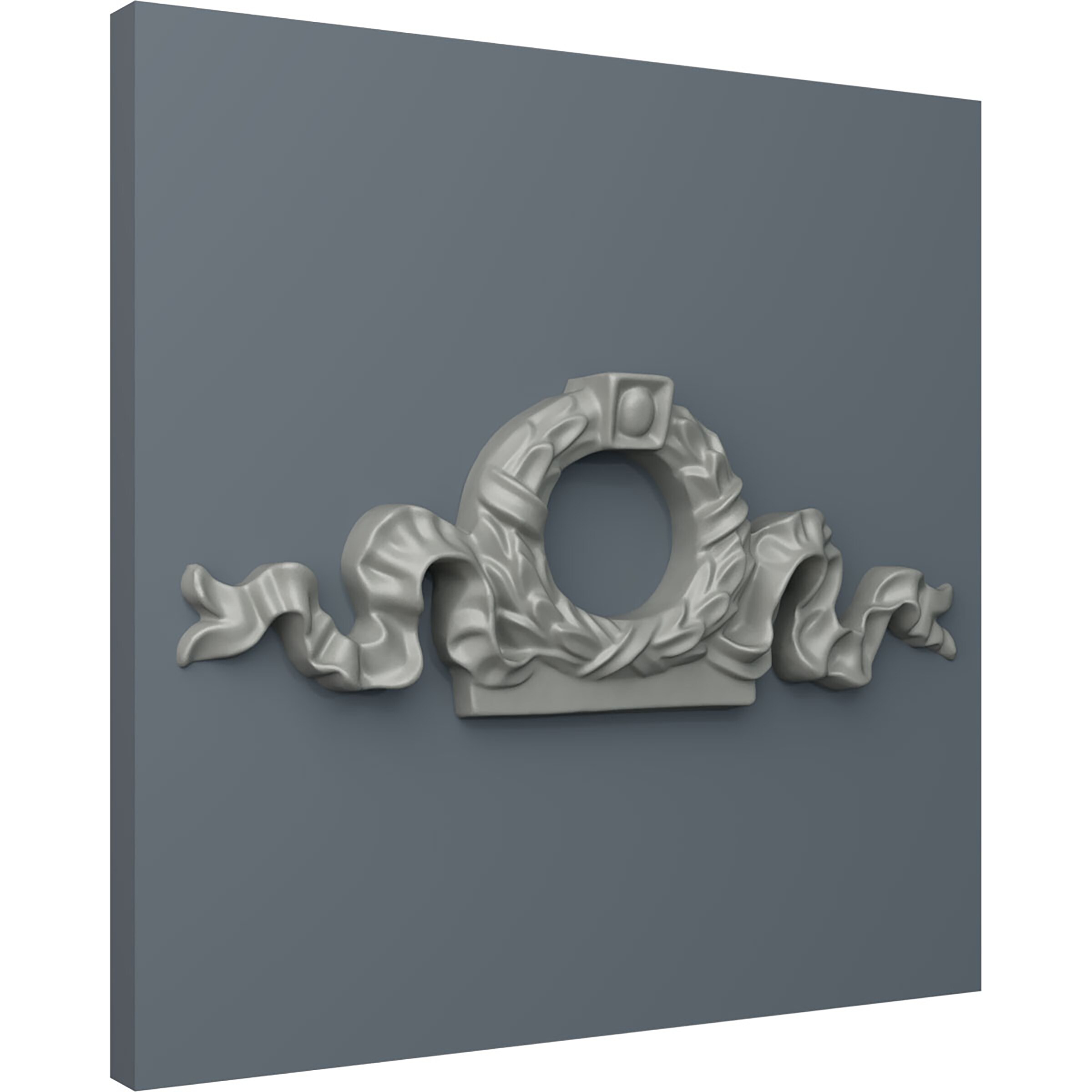 Gray Polyurethane Rectangular Decorative Wreath Onlay