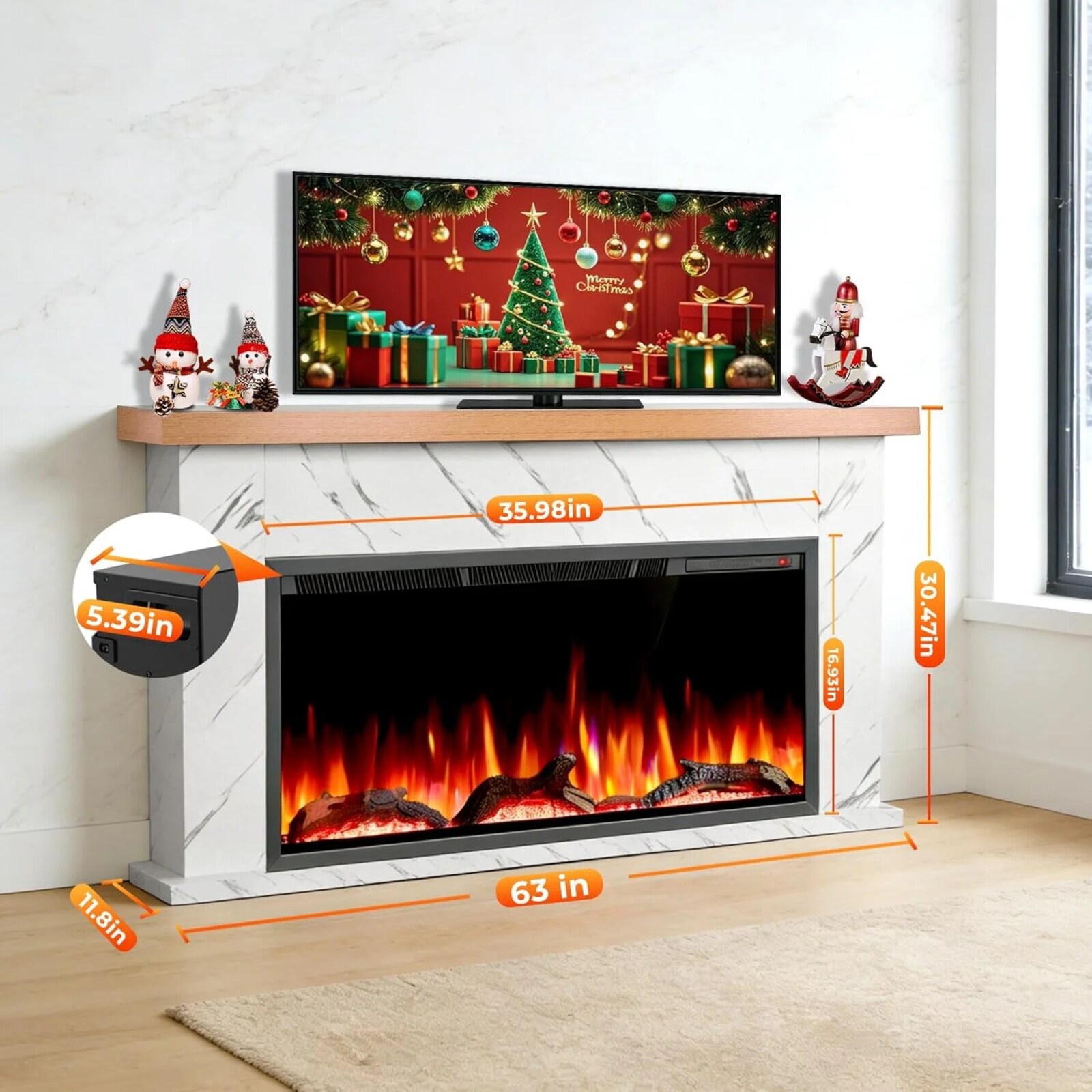 COWSAR LS00364HWF0OAK Electric-Fireplaces - View #8