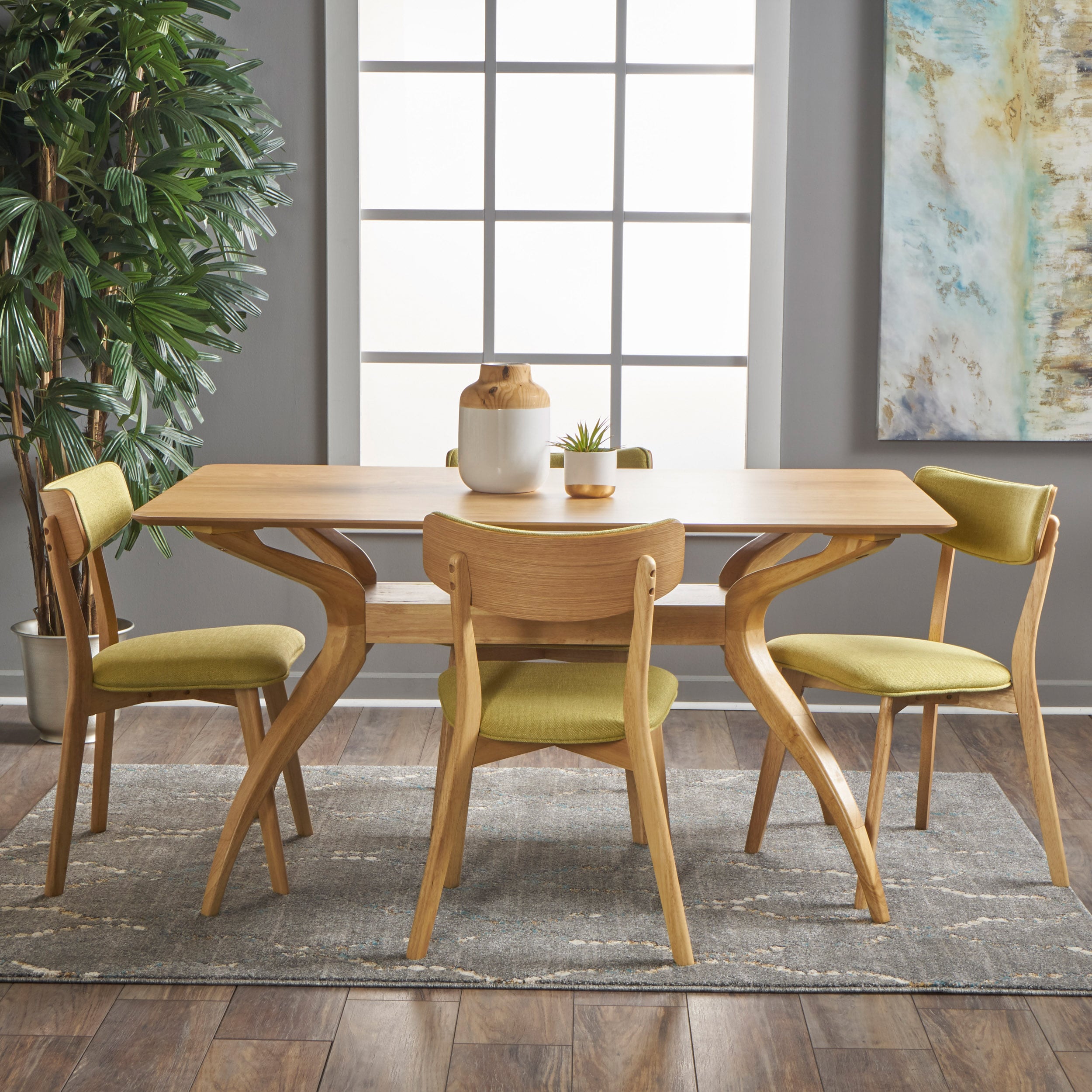 Best Selling Home Decor - green Casual Dining Room Set with Rectangular Table ( Seats 4 )