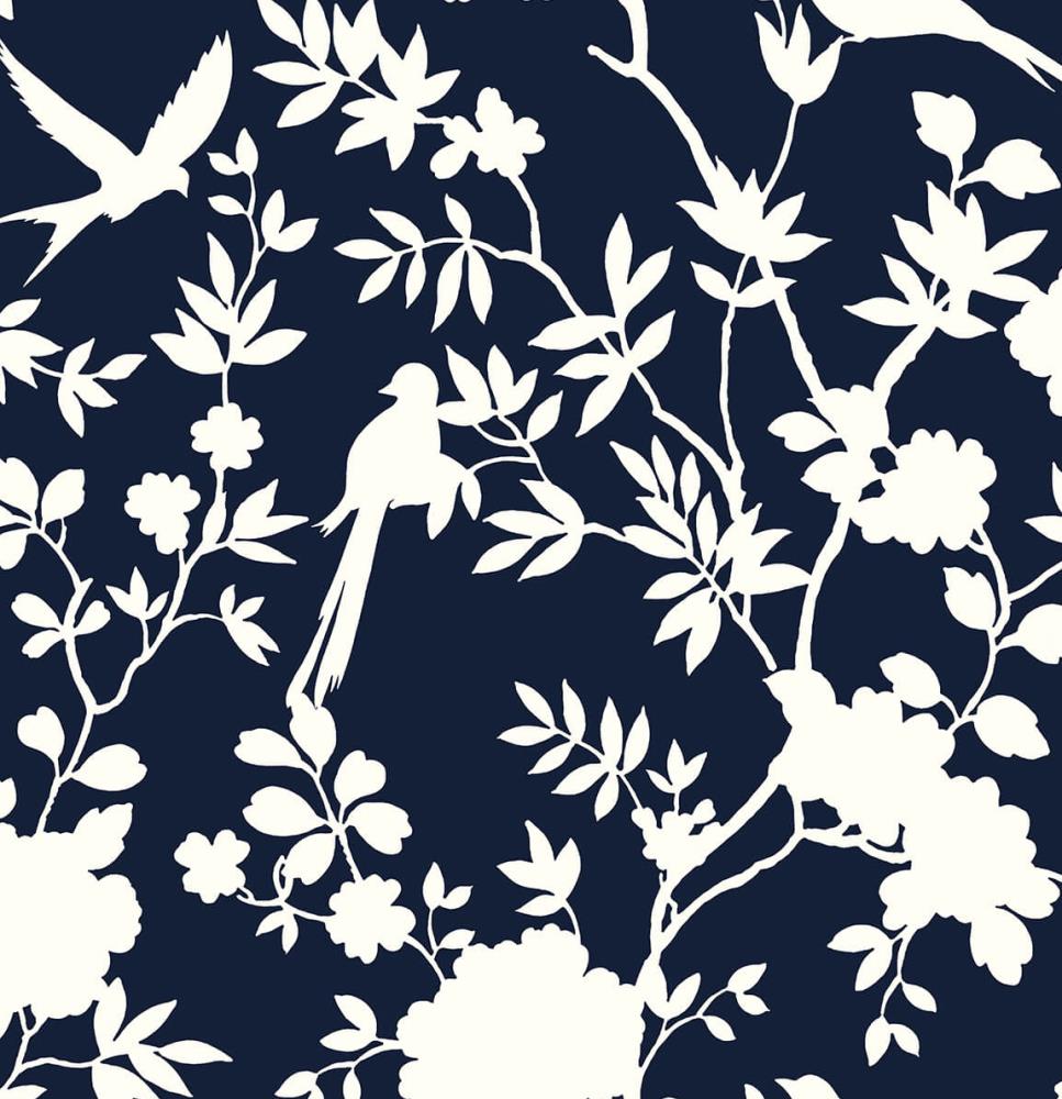 NextWall LN20522 Luxe Haven 40.5-Sq. Feet Midnight Blue Vinyl Toile Self-adhesive Peel and Stick Wallpaper