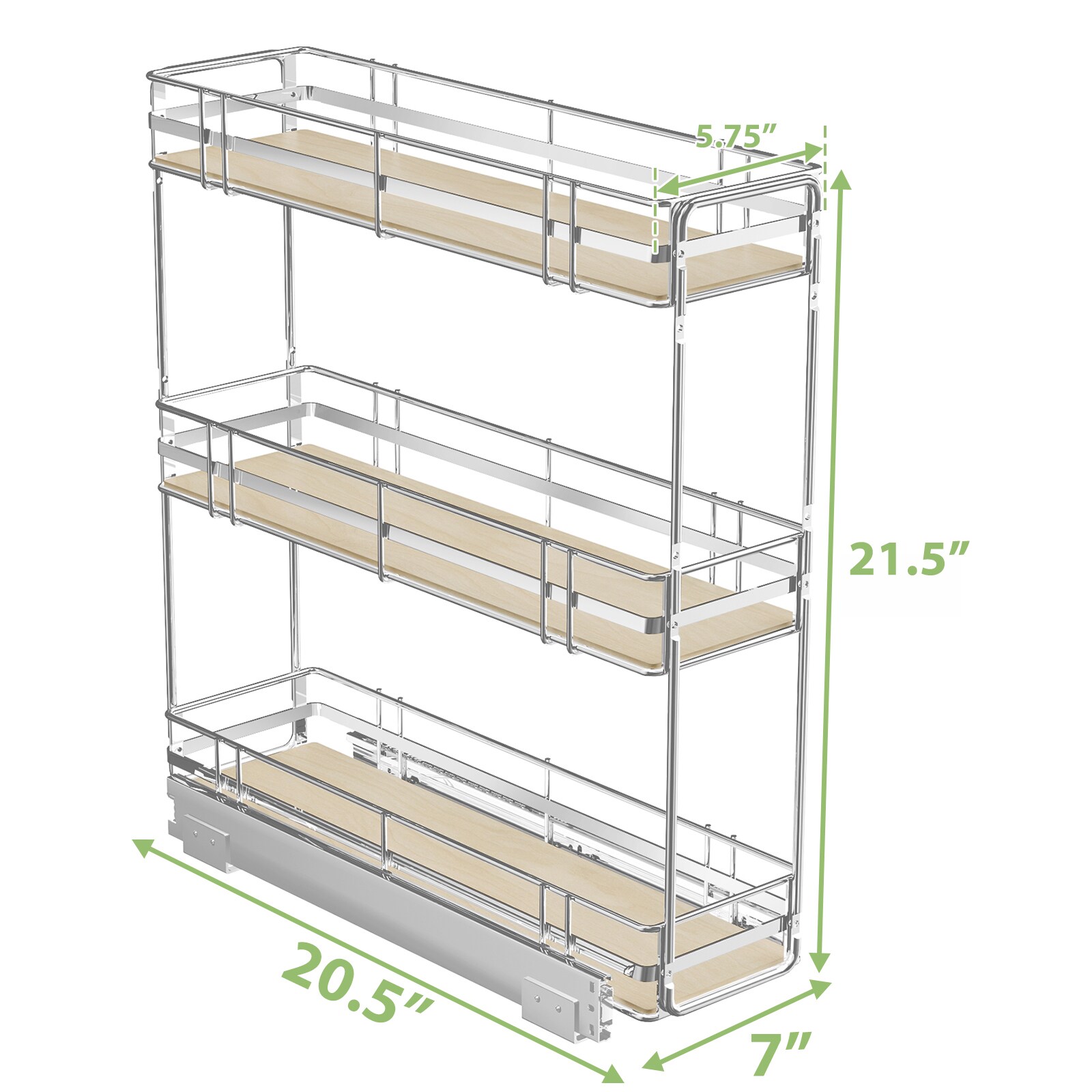 LOVMOR 3TIER-SPICE-WOOD-7 Pull-Out-Cabinet-Baskets - View #3