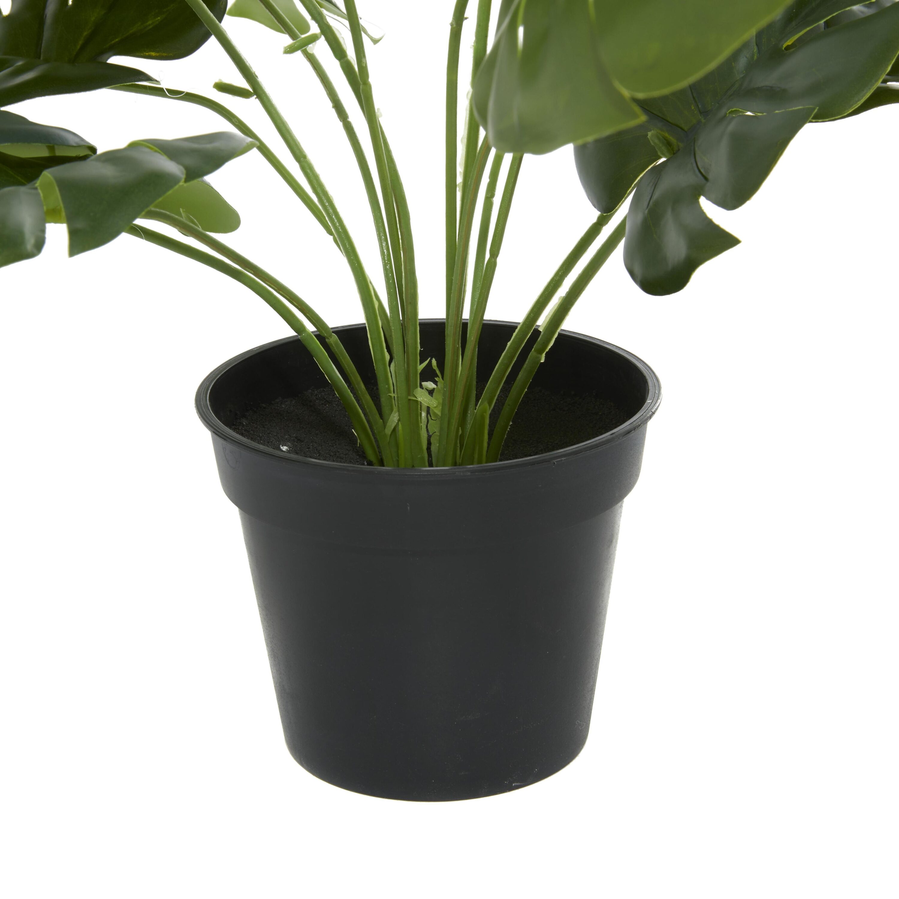 20" Green Artificial Monstera Plant in Black Plastic Pot