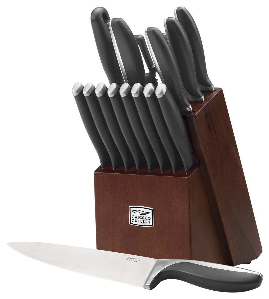 Chicago Cutlery Knife Set with Block 6 Pcs 4 Knives 1 Sharpener Steel and  Block