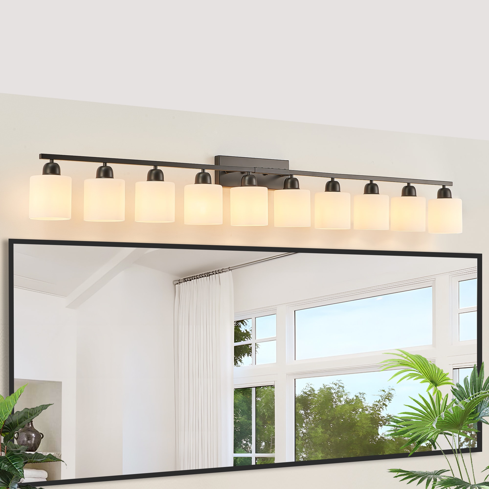 BABOOM BOM-4-7CORGCS Modern Vanity Light 65-in 10 -Light Matte Black Modern/contemporary Vanity light