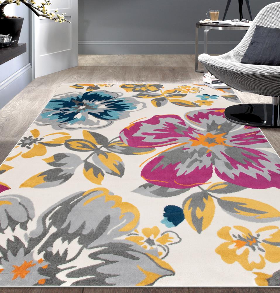 World Rug Gallery Modern Large Floral Anti Fatigue Standing Mat