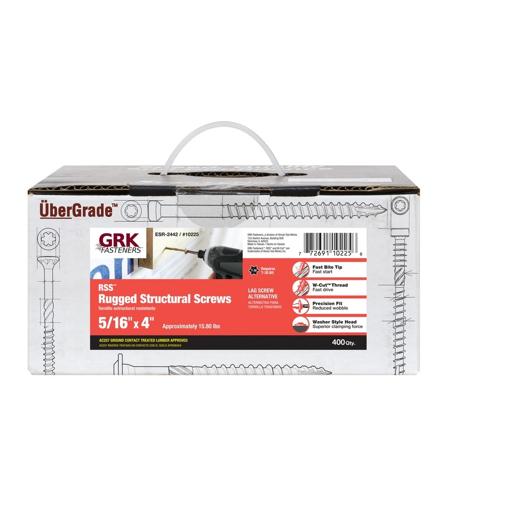 GRK 10225 RSS 5/16-in x 4-in Polymer Exterior Wood screws ( 400 -Per Box )
