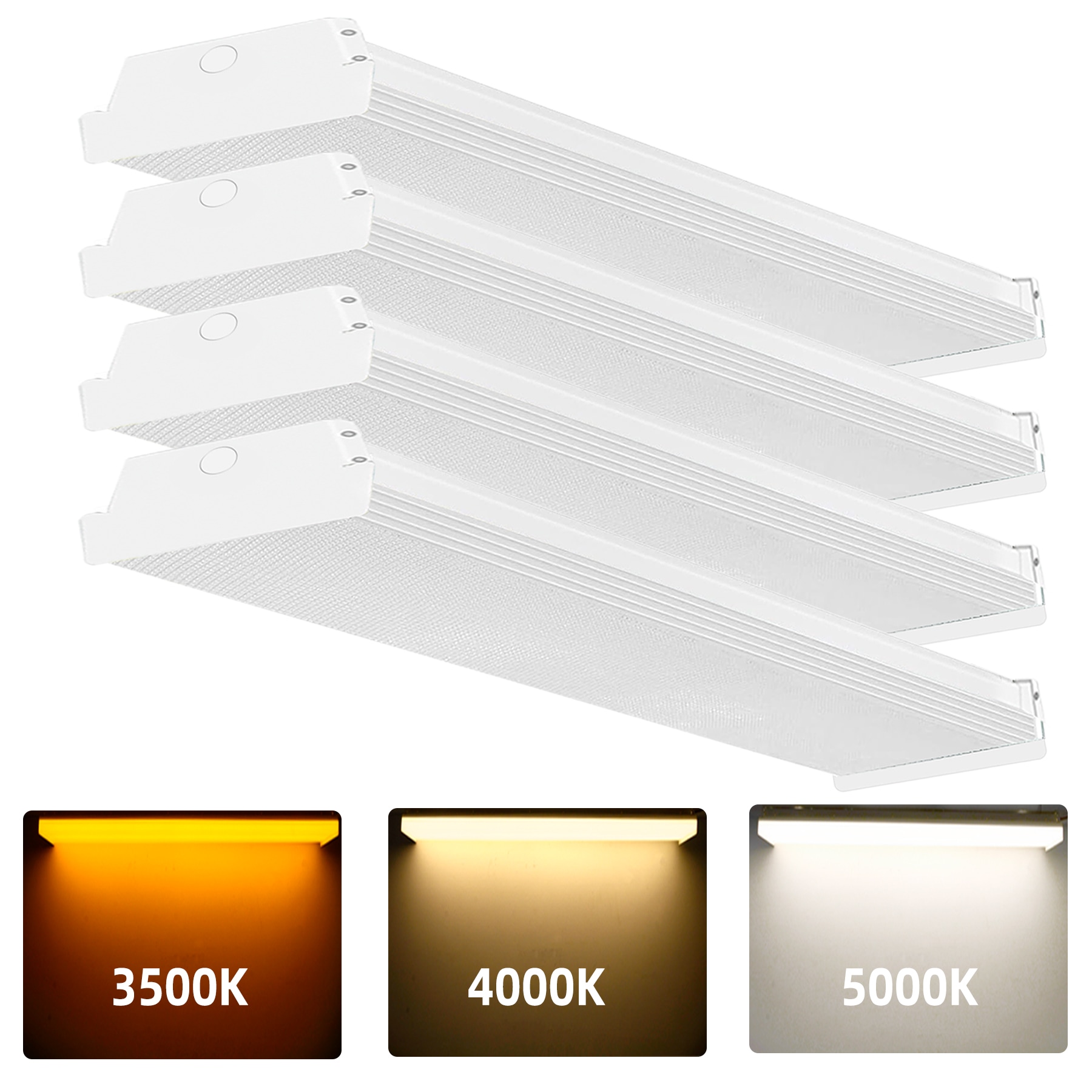 Bieuoram 4 Pack of 44in 5300 Lumens Integrated LED Wraparound Light 3500K 4000K 5000K Color Selectable