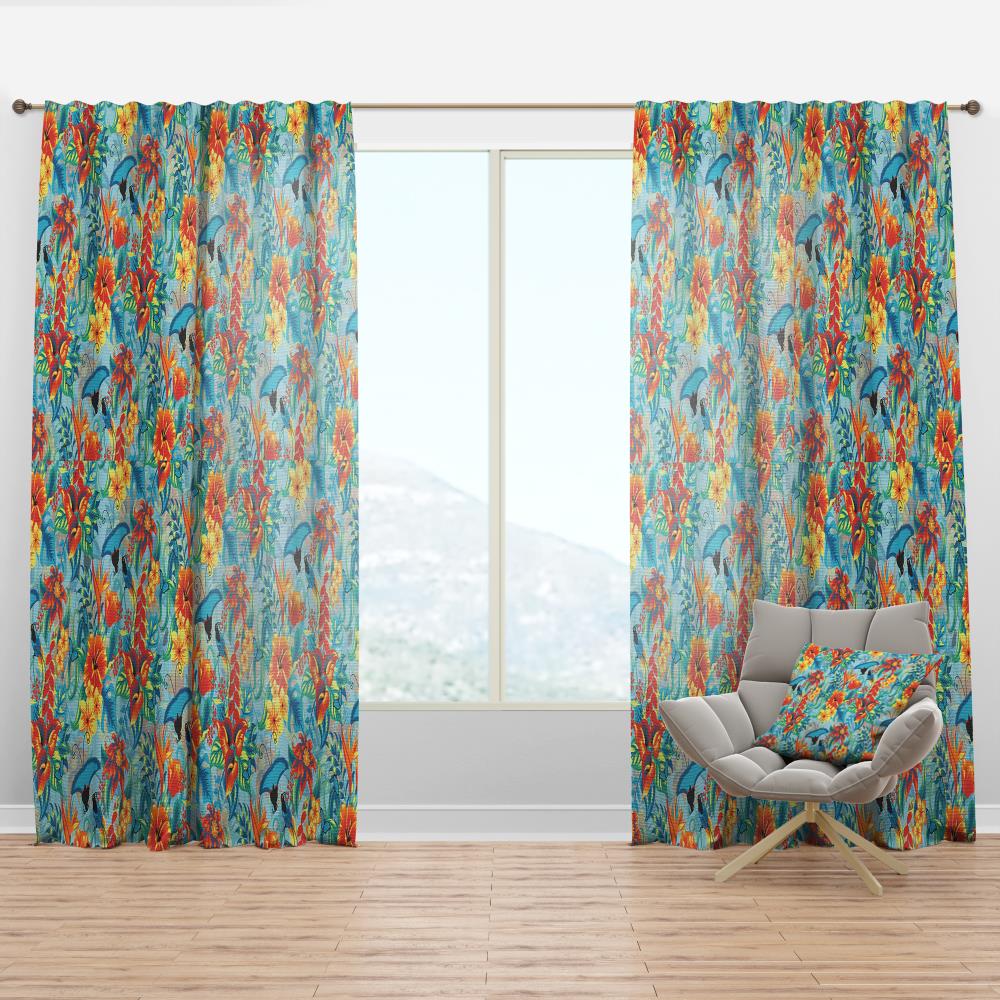 Designart CTN18763-52-108 108-Inches Blue Room darkening Thermal lined Rod pocket Single curtain panel