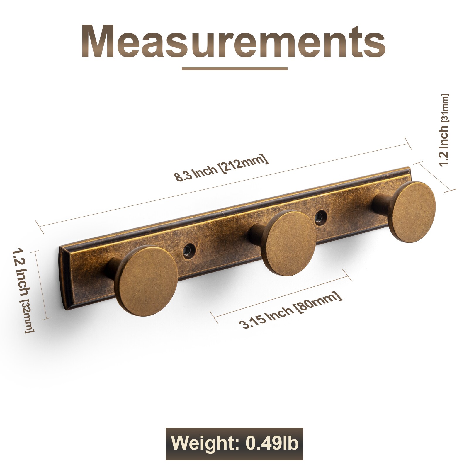 Miaokesen 6739GT-H011-3-L Decorative-Wall-Hooks - View #3