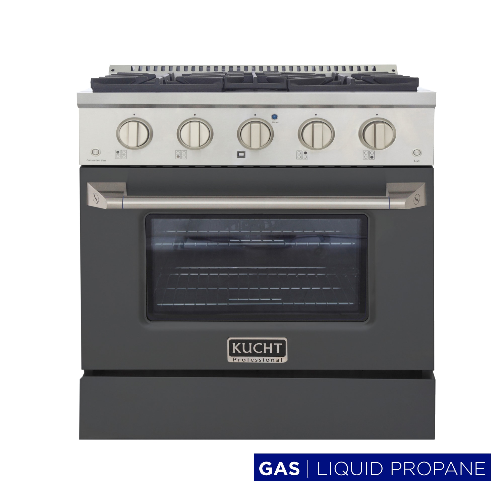 Kucht KNG301/LP-CY 30-in 4 burners 4.2-cu ft Convection Oven Freestanding Liquid Propane Gas Range ( Cement Gray )