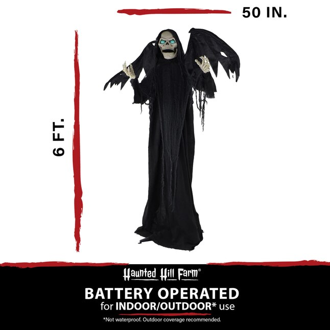 Haunted Hill Farm 74-in Talking Lighted Animatronic Reaper Free ...