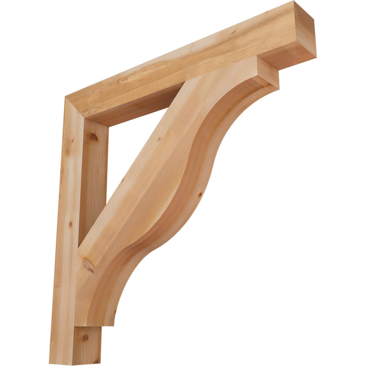 Ekena Millwork BKT06X48X48FST05SWR Funston Block Smooth 5-1/2-in x 48-in x 48-in Western red cedar Brown Wood Standard bracket