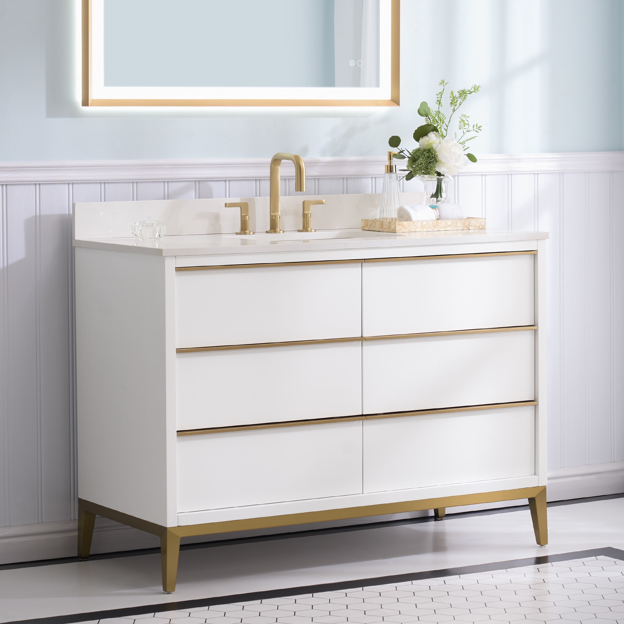 WELLFOR NOLAN48QZ-WT Bath-Vanity-Combo - View #4